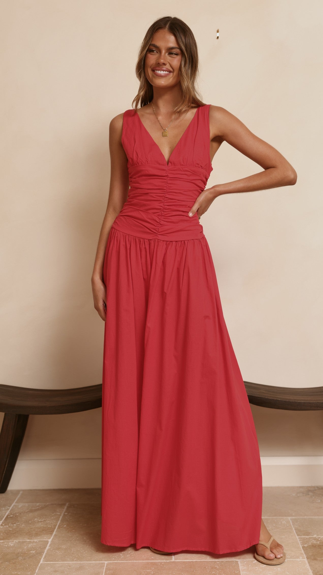 Sanya Maxi Dress - Red - Billy J