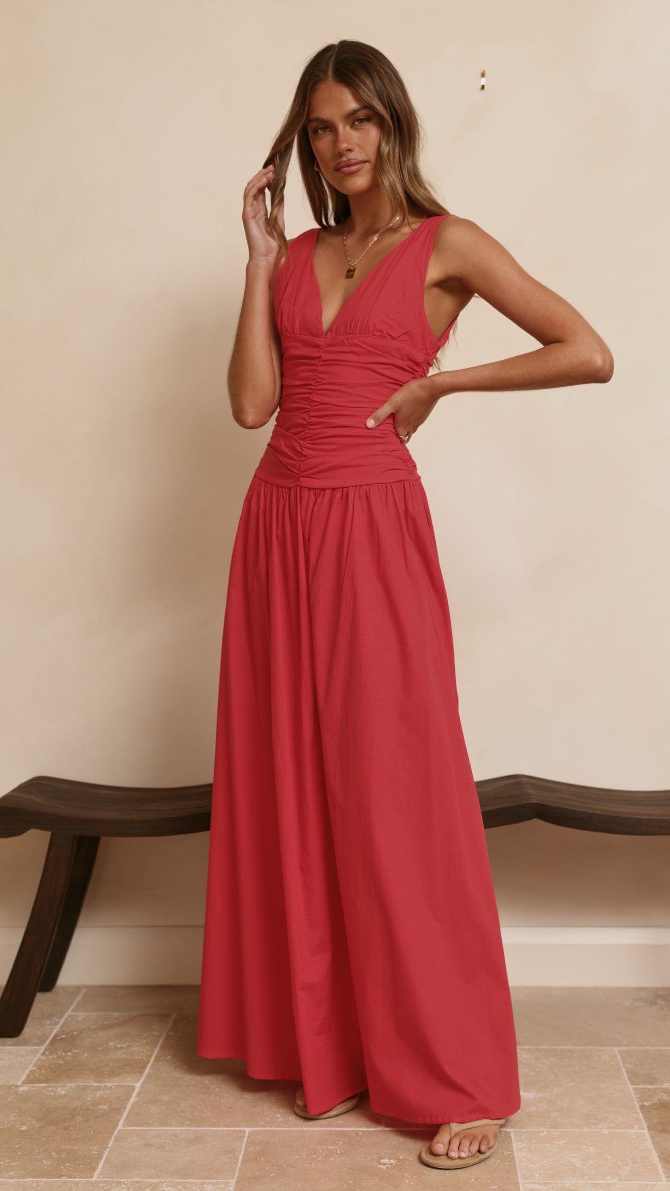 Sanya Maxi Dress - Red - Billy J