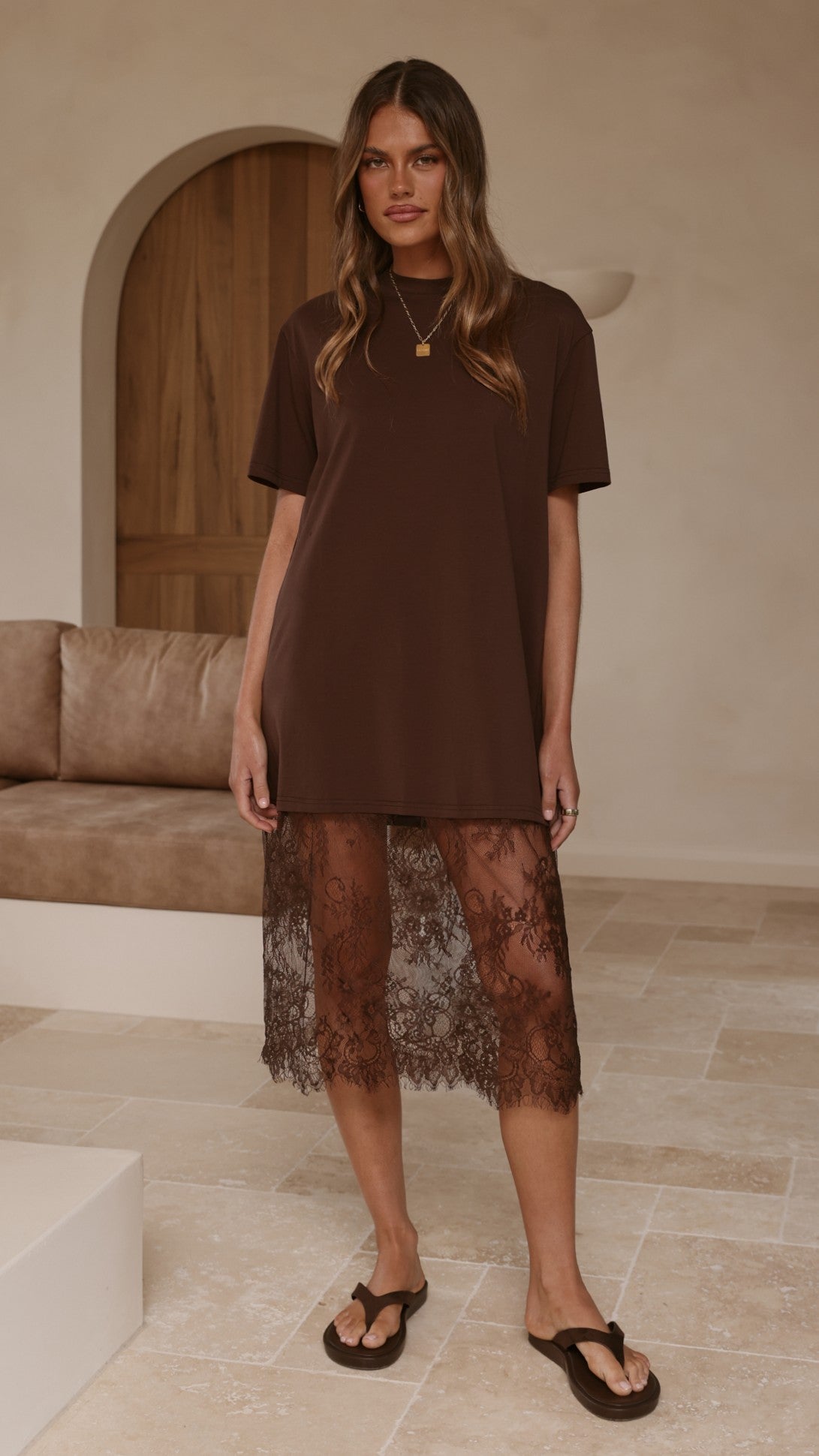Danika T-Shirt Midi Dress - Chocolate - Billy J