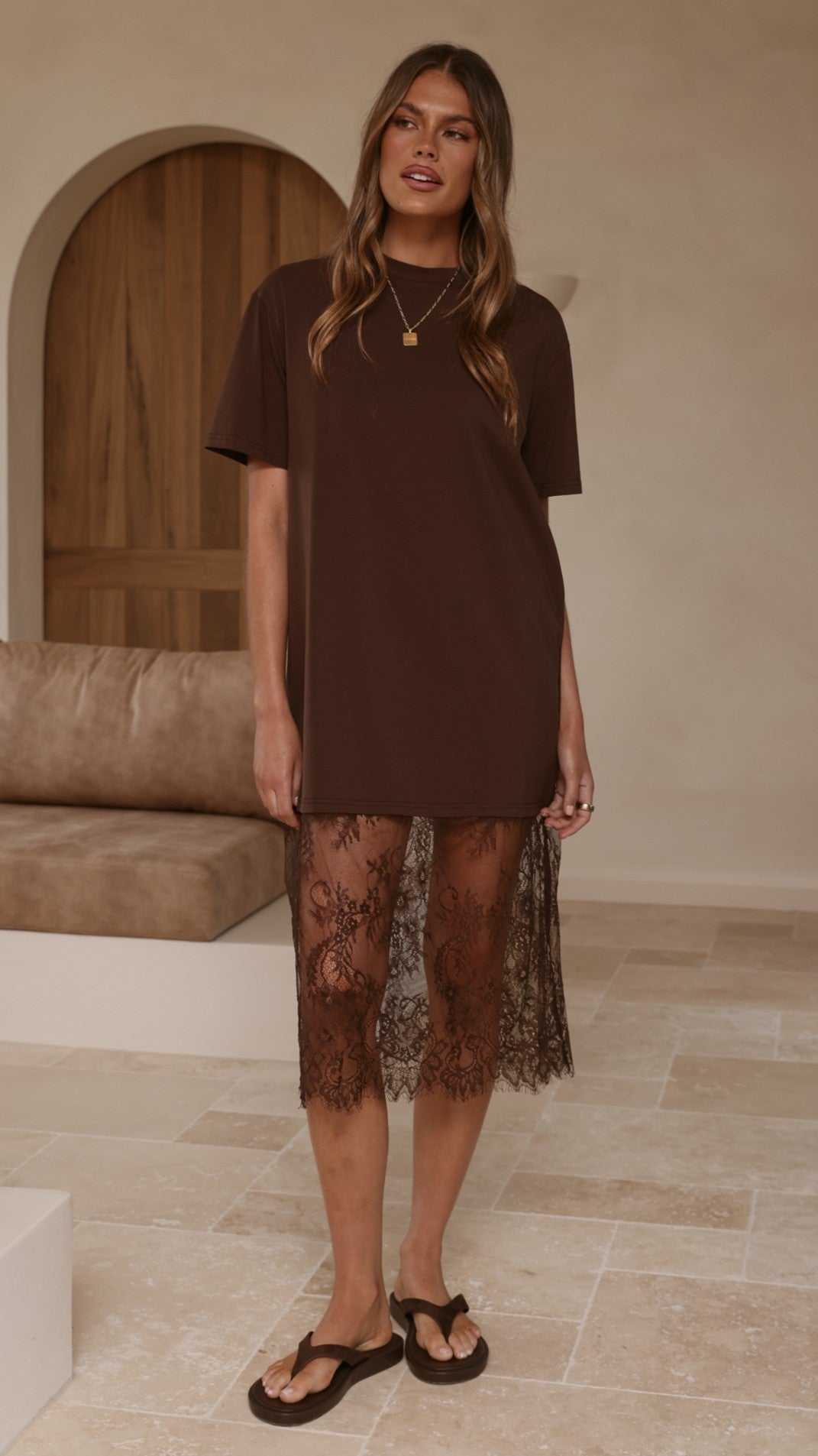 Danika T-Shirt Midi Dress - Chocolate - Billy J