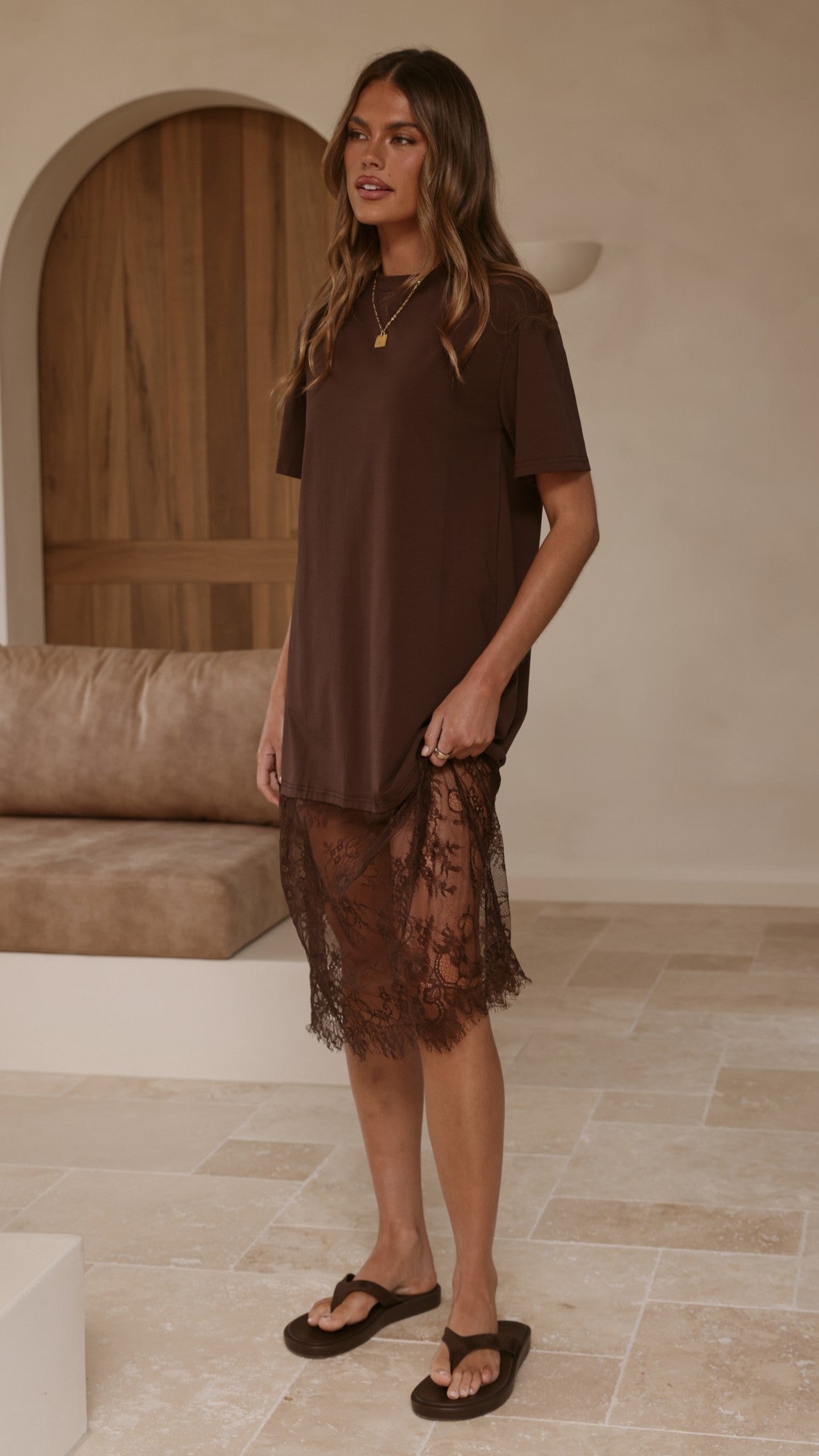 Danika T-Shirt Midi Dress - Chocolate - Billy J