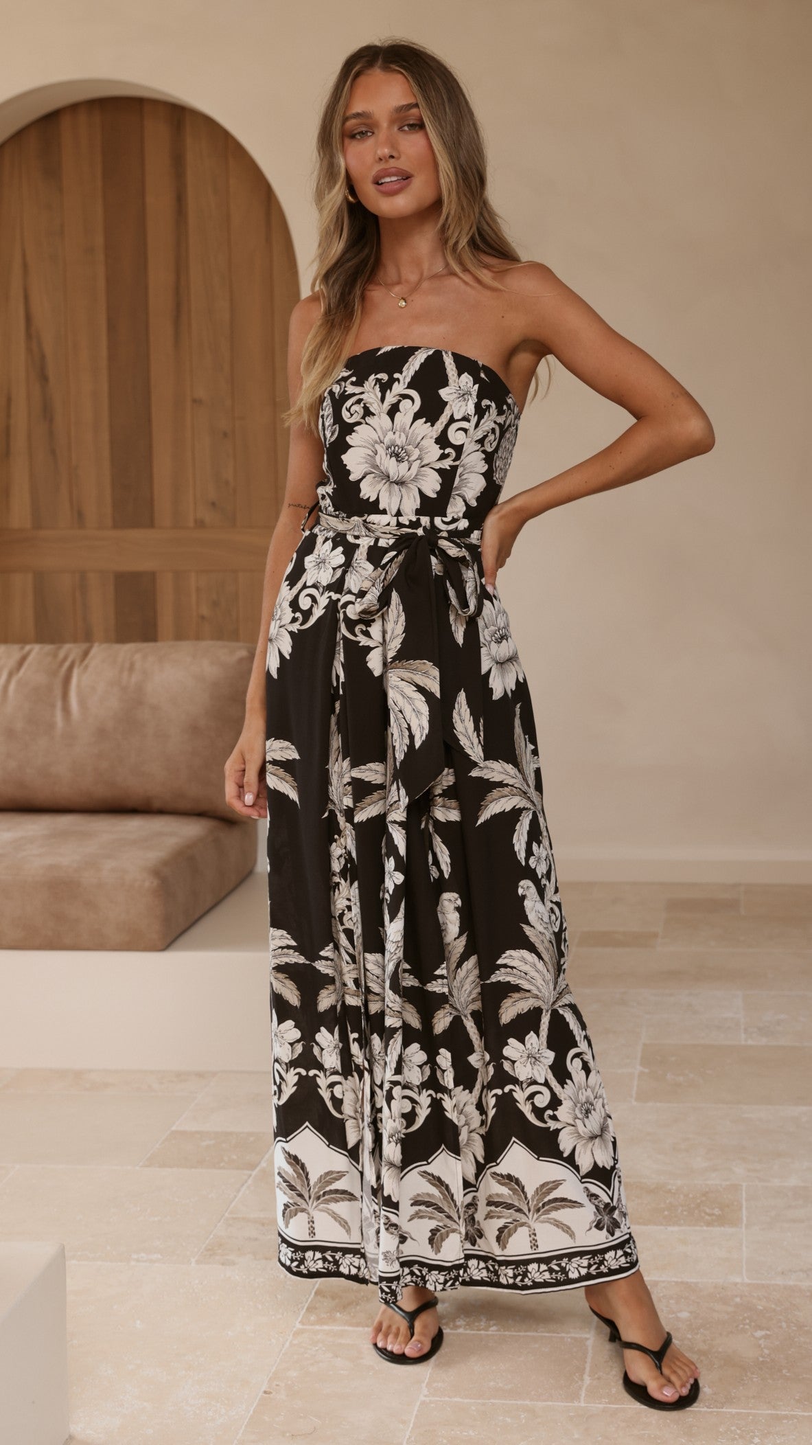 Astra Jumpsuit - Black/White Floral - Billy J