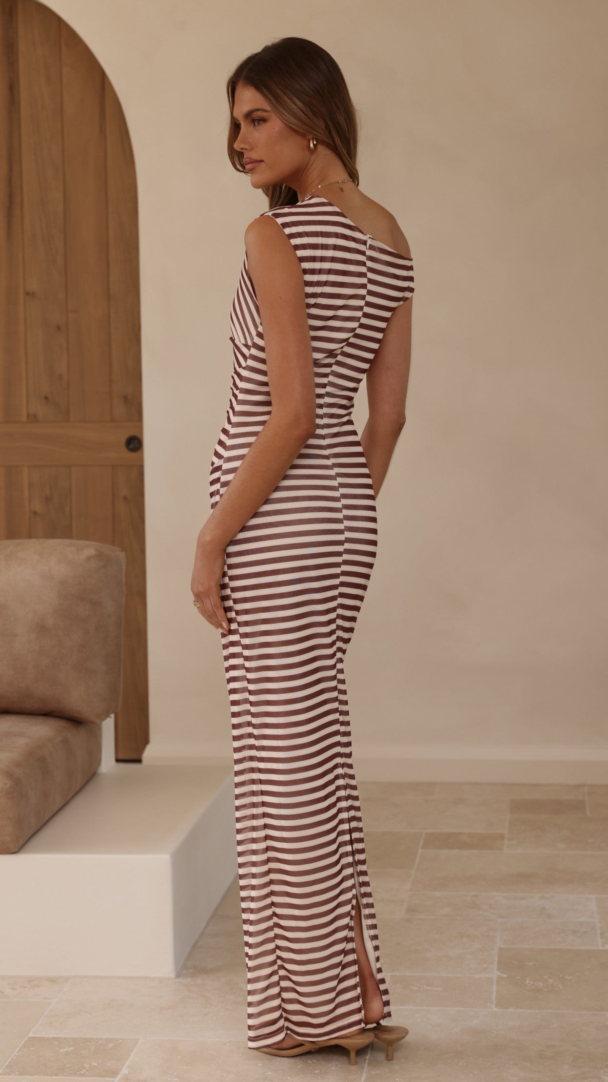 Lilani Maxi Dress - Brown Stripe - Billy J