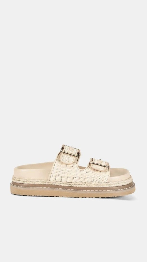Adonis Slide - Cream Raffia