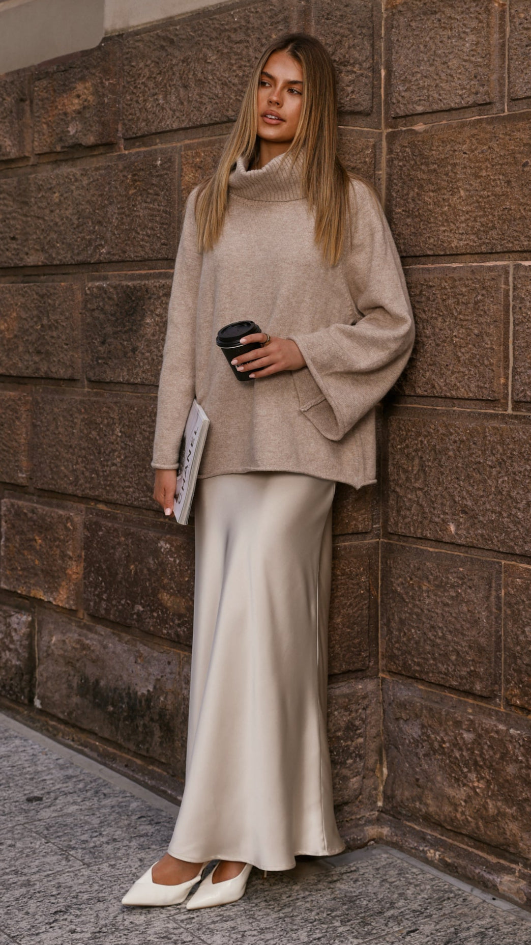 Darina Bias Cut Maxi Skirt - Champagne - Billy J