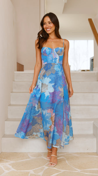 Rahima Maxi Dress - Blue Floral - Buy Women's Dresses