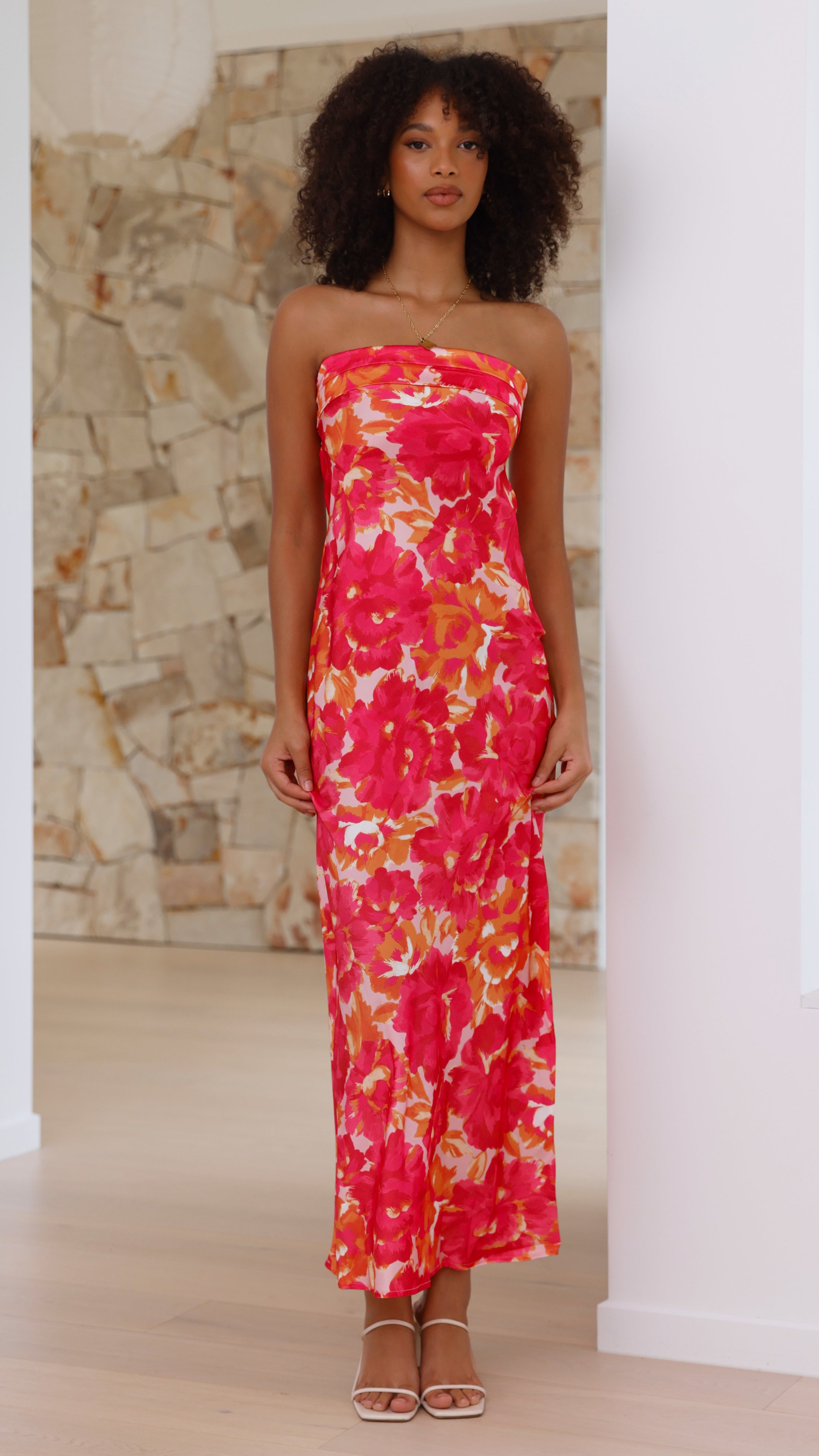 Miya Maxi Dress - Pink/Red Floral - Billy J