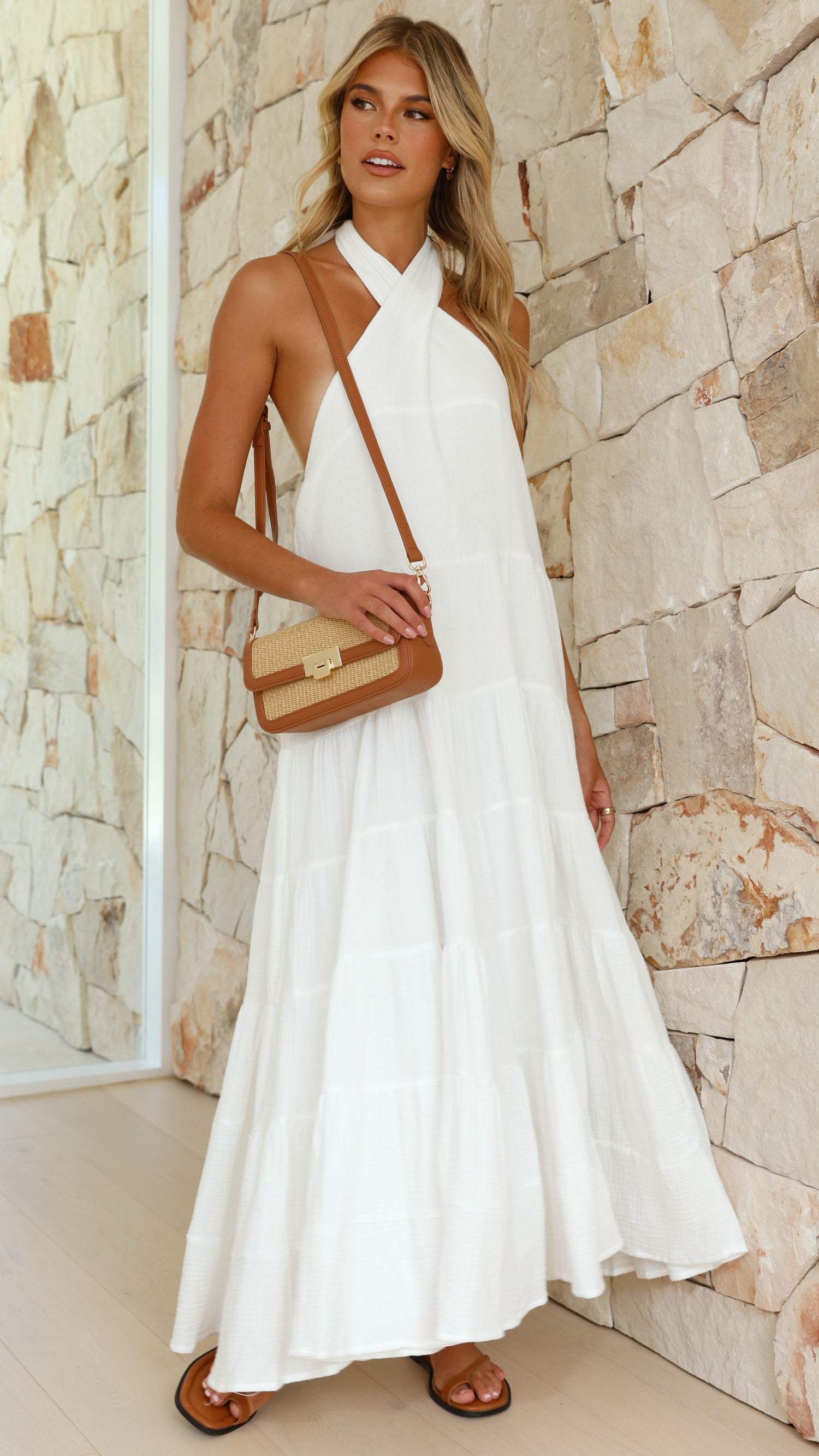 Moniqua Maxi Dress - White - Billy J