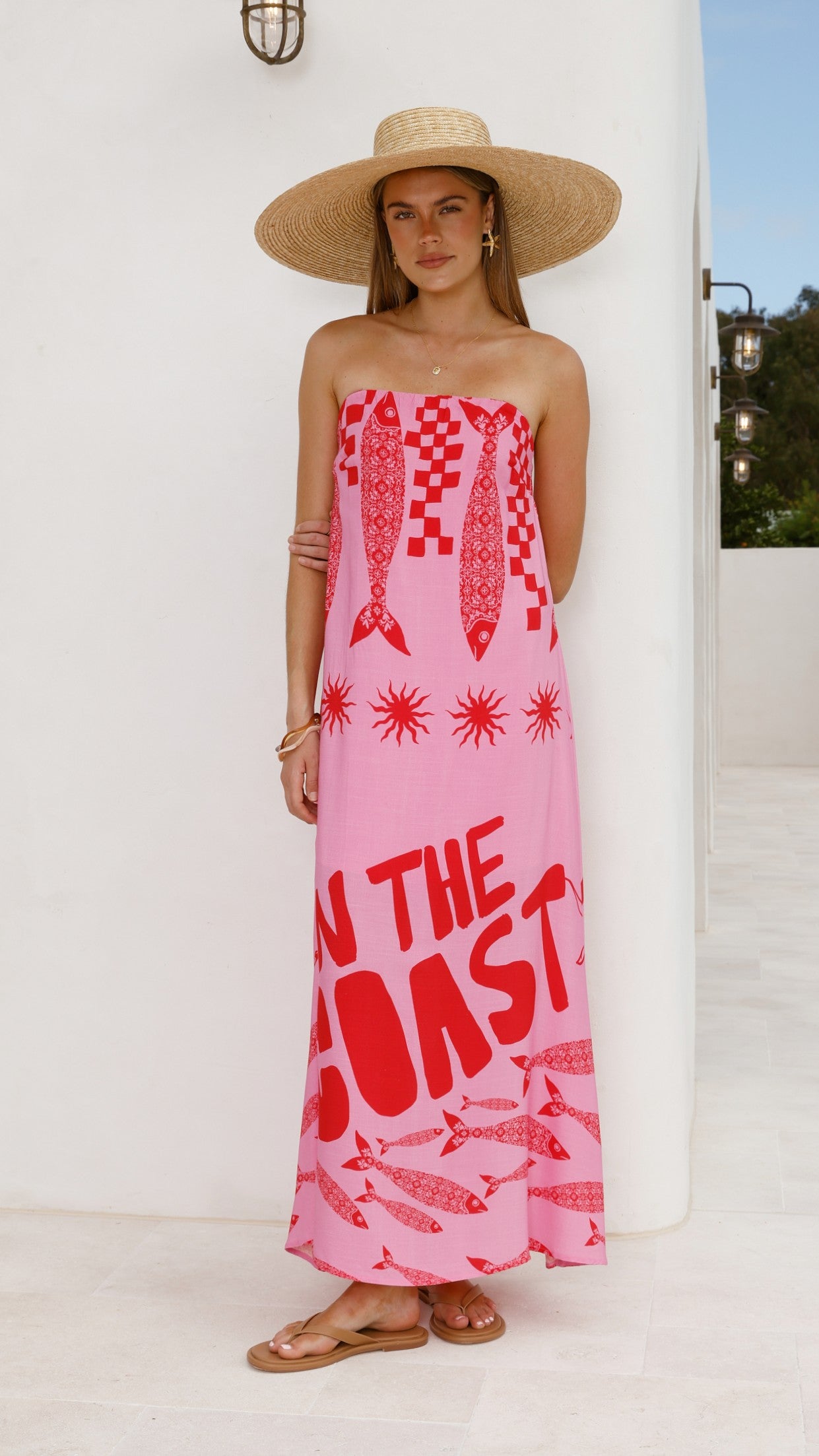Elidie Maxi Dress - Pink/Red Tide - Billy J