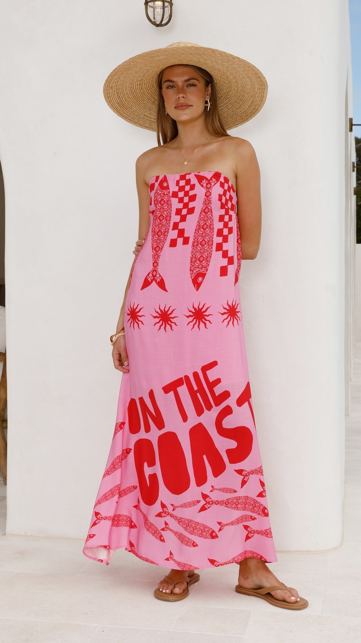 Elidie Maxi Dress - Pink/Red Tide - Billy J
