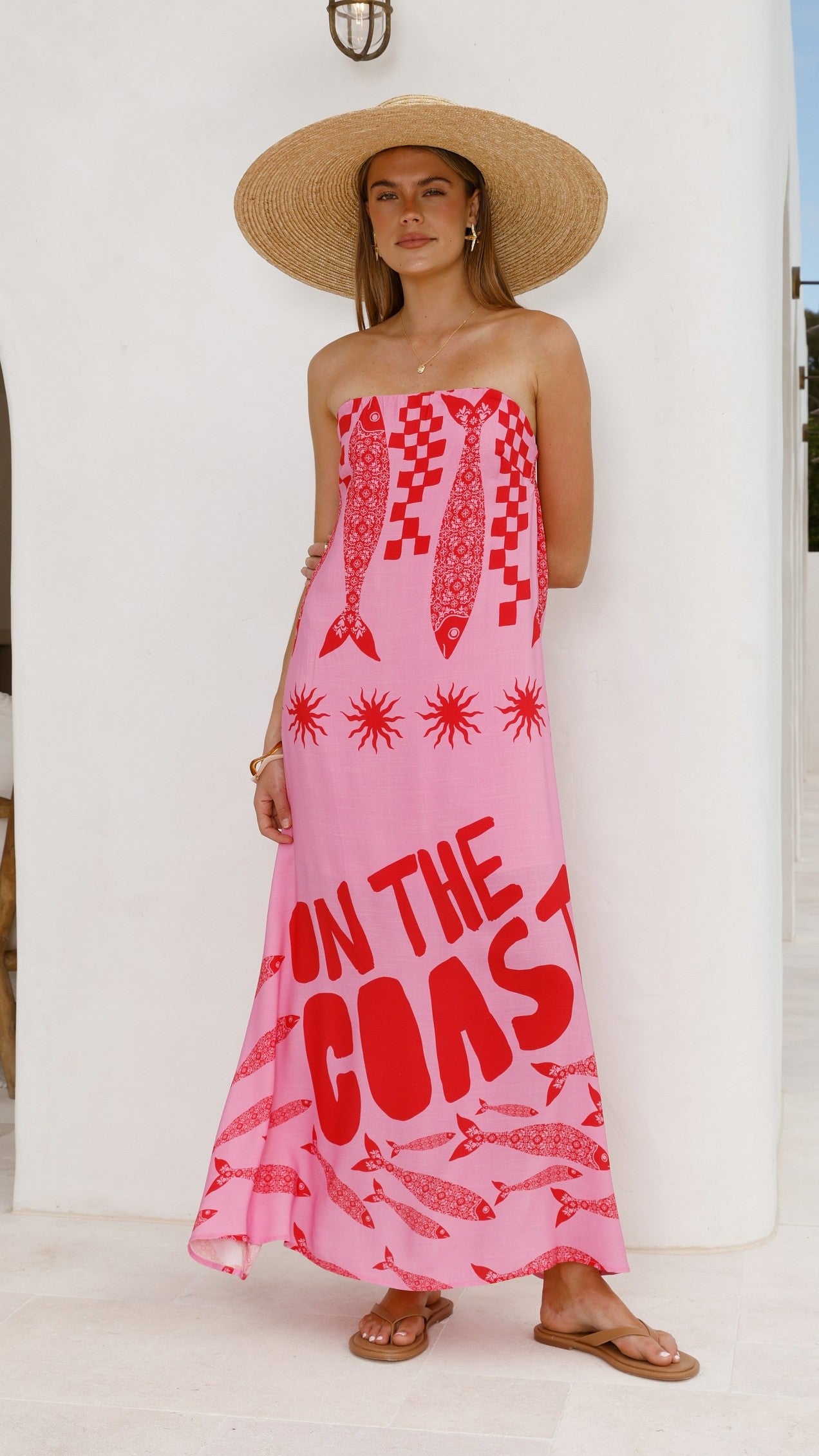 Elidie Maxi Dress - Pink/Red Tide - Billy J