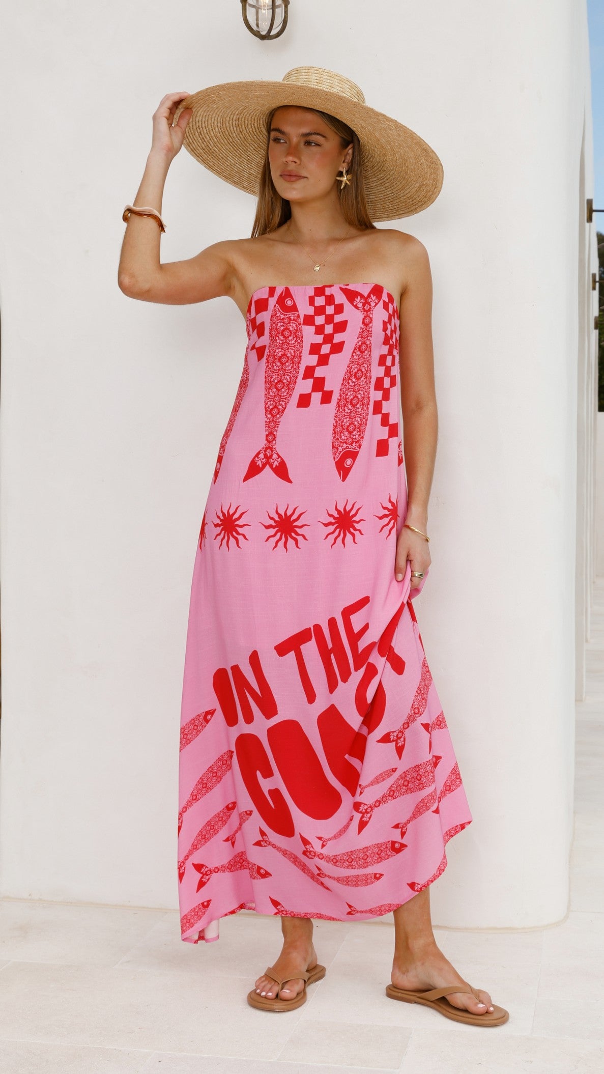 Elidie Maxi Dress - Pink/Red Tide - Billy J