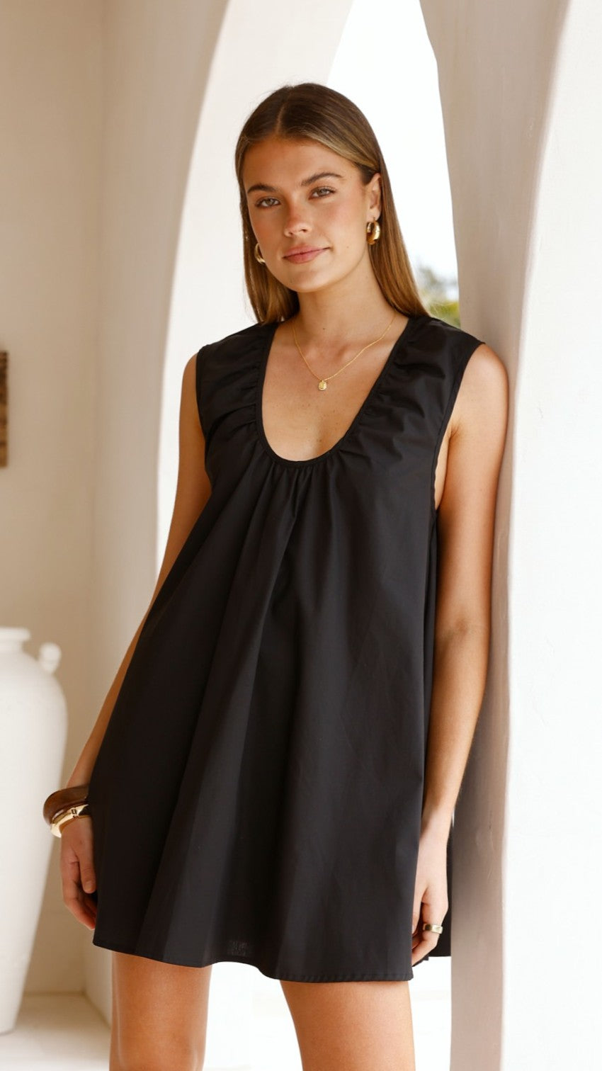 Vanessa Oversized Mini Dress - Black - Billy J