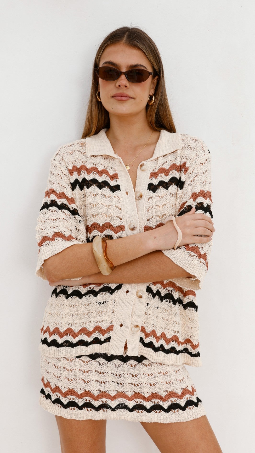 Greta Mini Skirt - Natural Stripe - Billy J