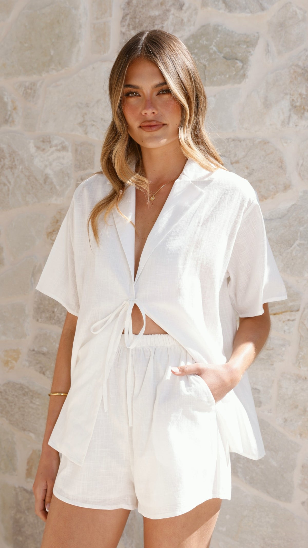 Vesper Top and Shorts Set - White - Billy J