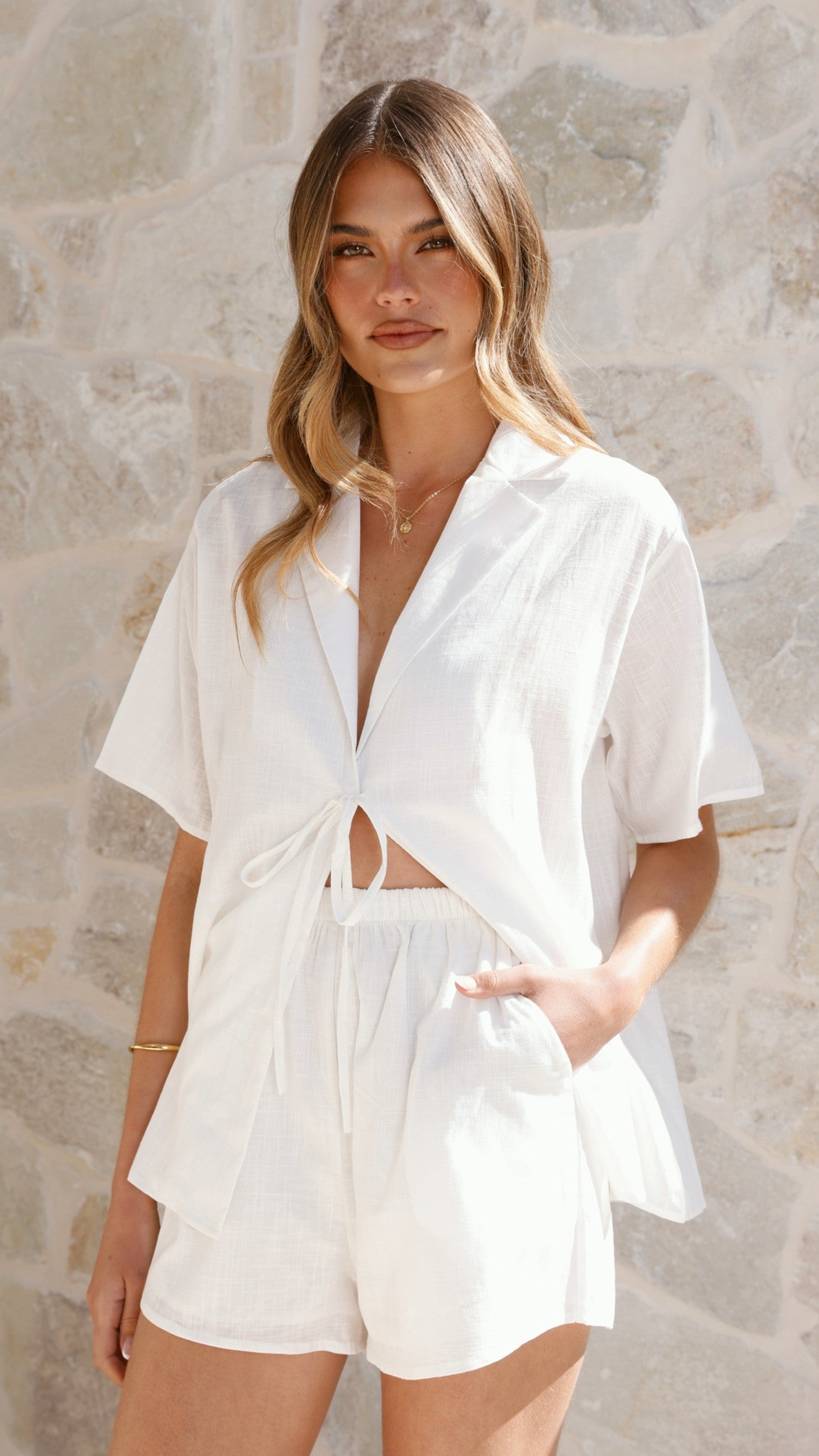 Vesper Top and Shorts Set - White - Billy J