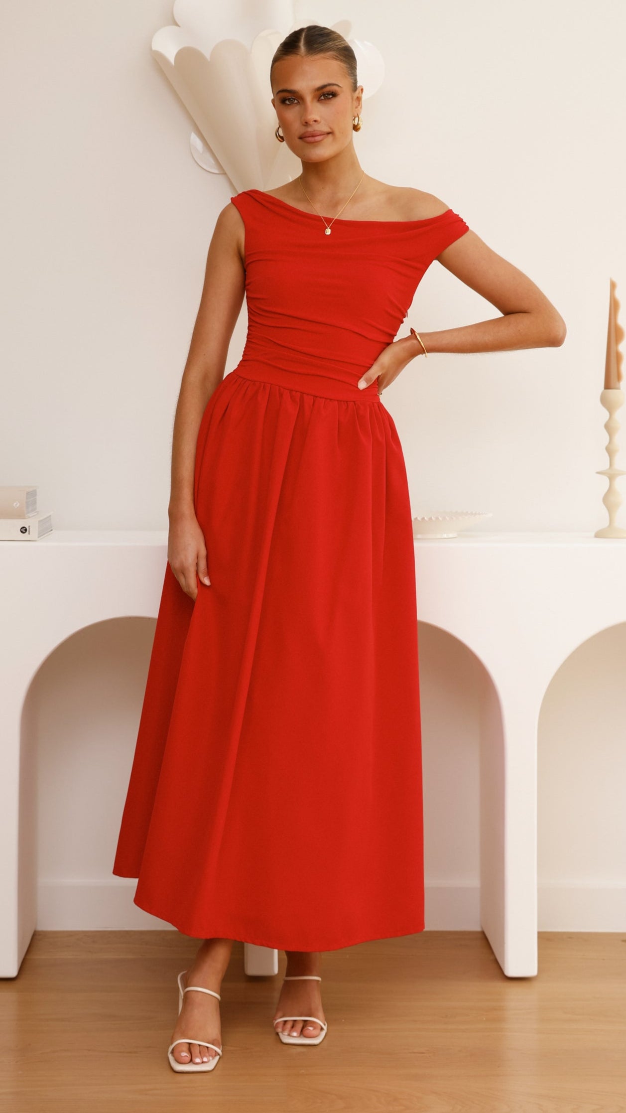Immy Midi Dress - Red - Billy J