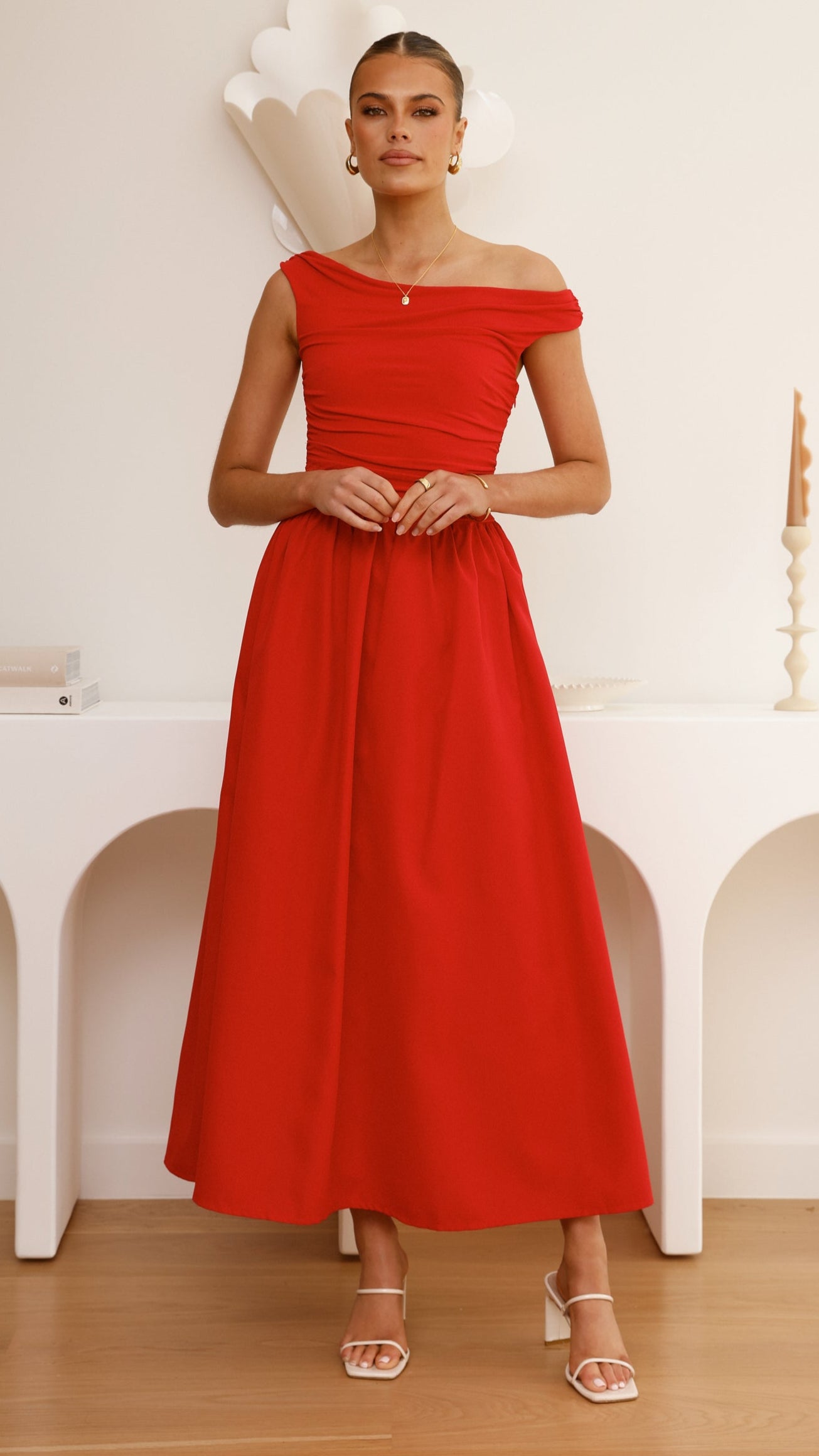 Immy Midi Dress - Red - Billy J