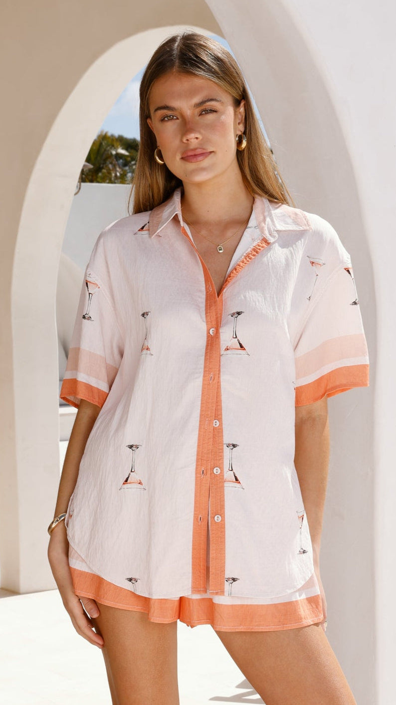 Kamella Button Up Shirt - Peach Martini - Billy J