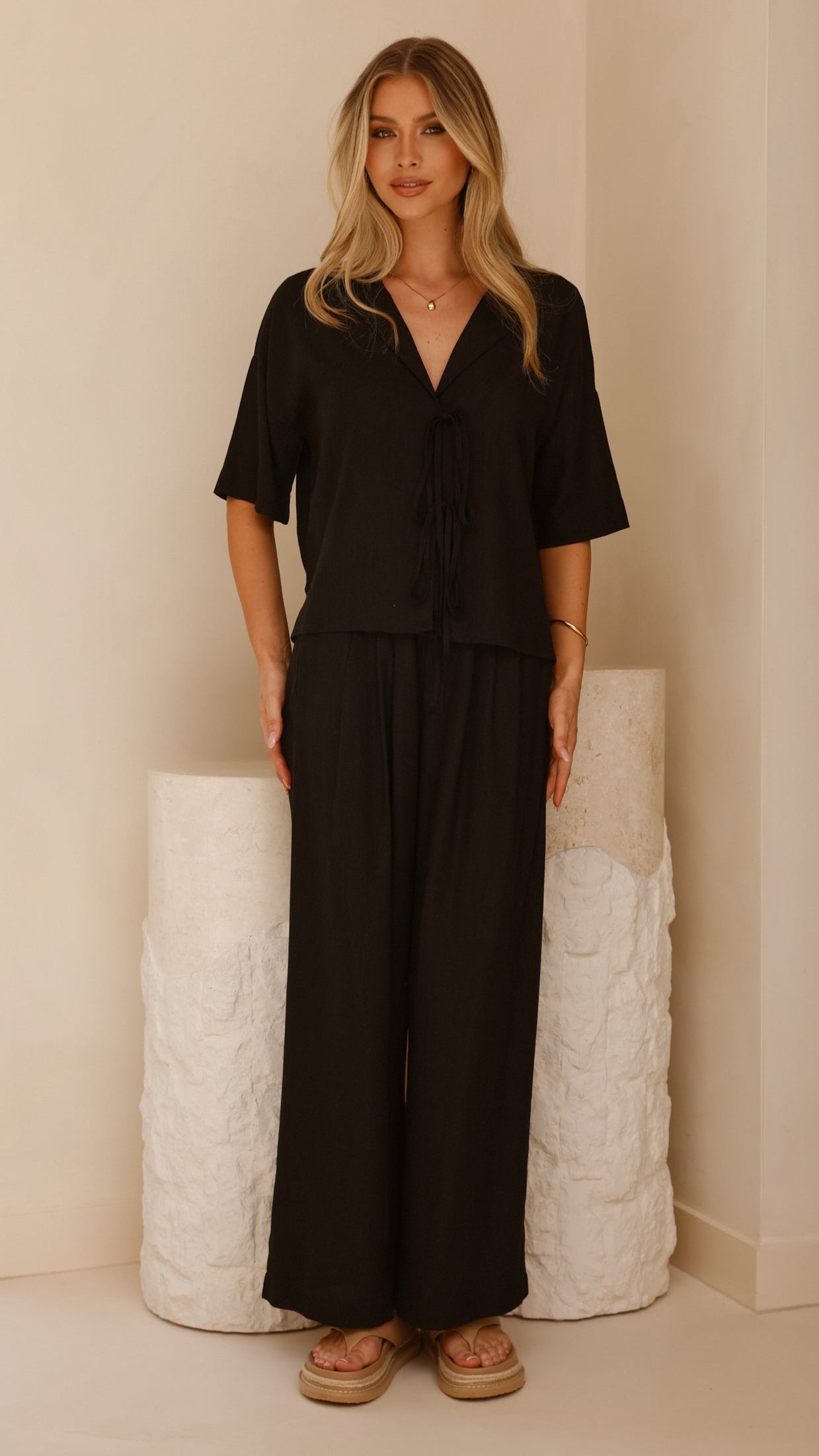 Lexi Linen Pants - Black - Billy J