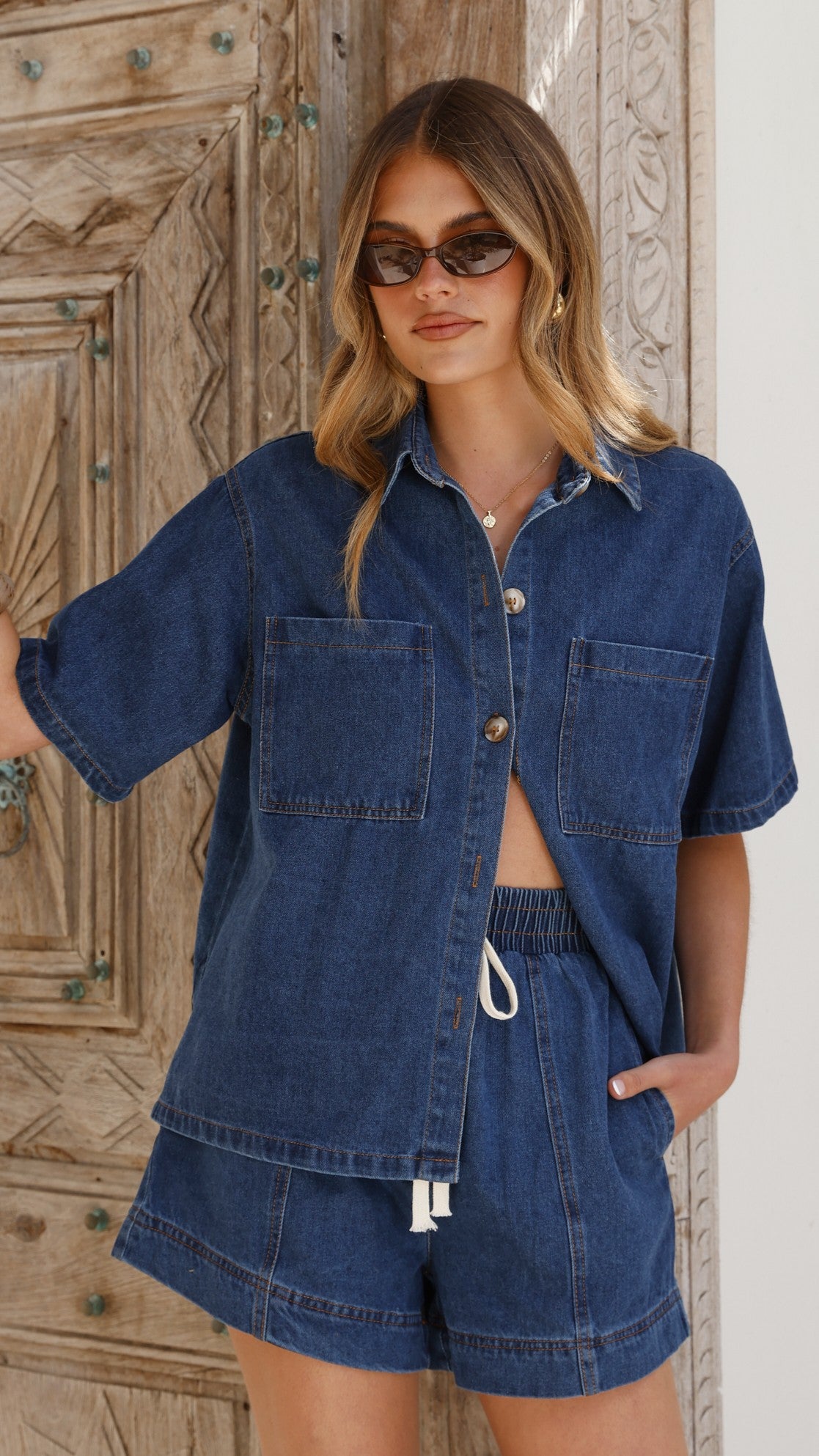 Adia Top and Shorts Set - Dark Denim - Billy J
