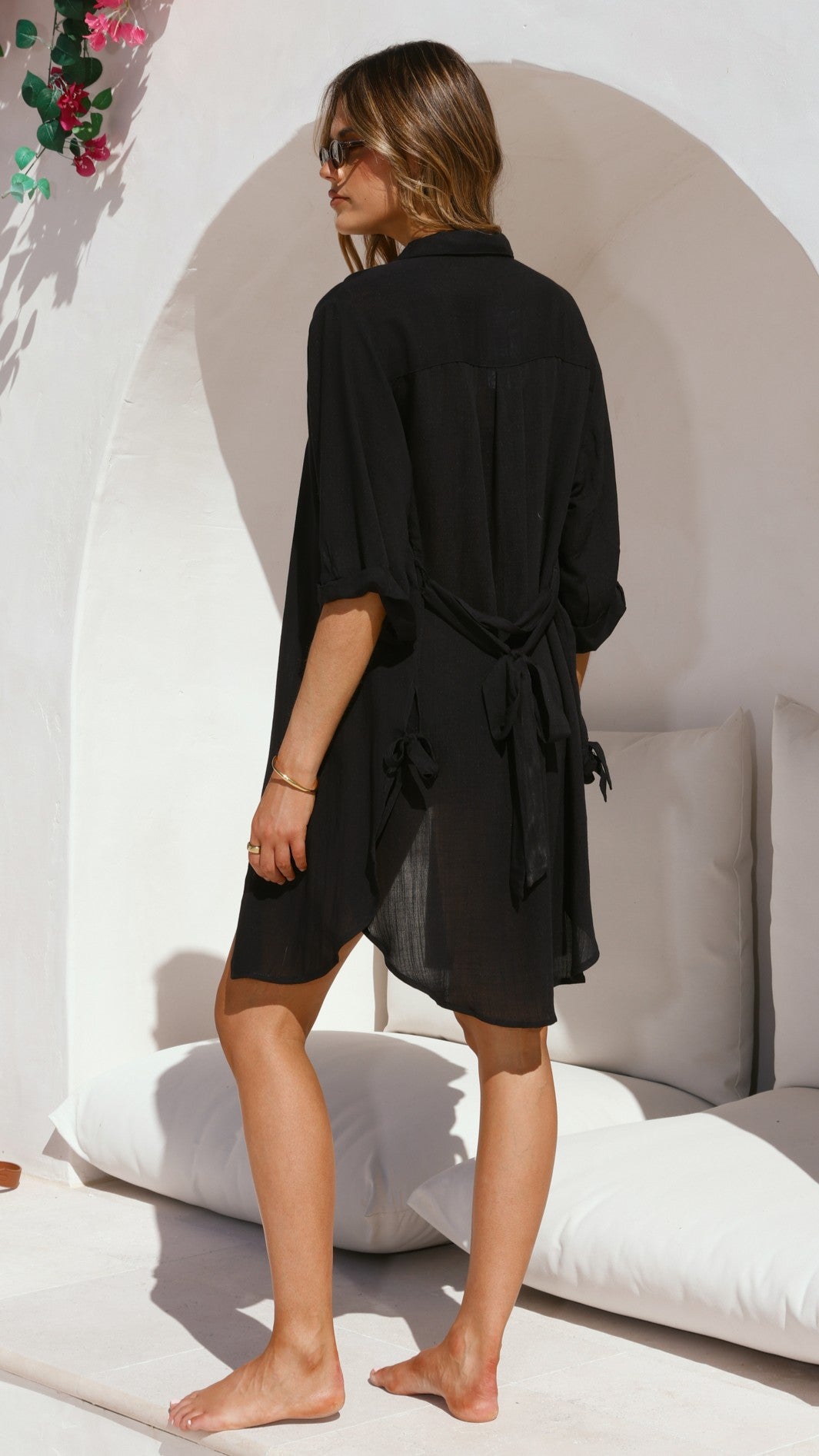 Vesper Button Down Beach Cover Up - Black - Billy J