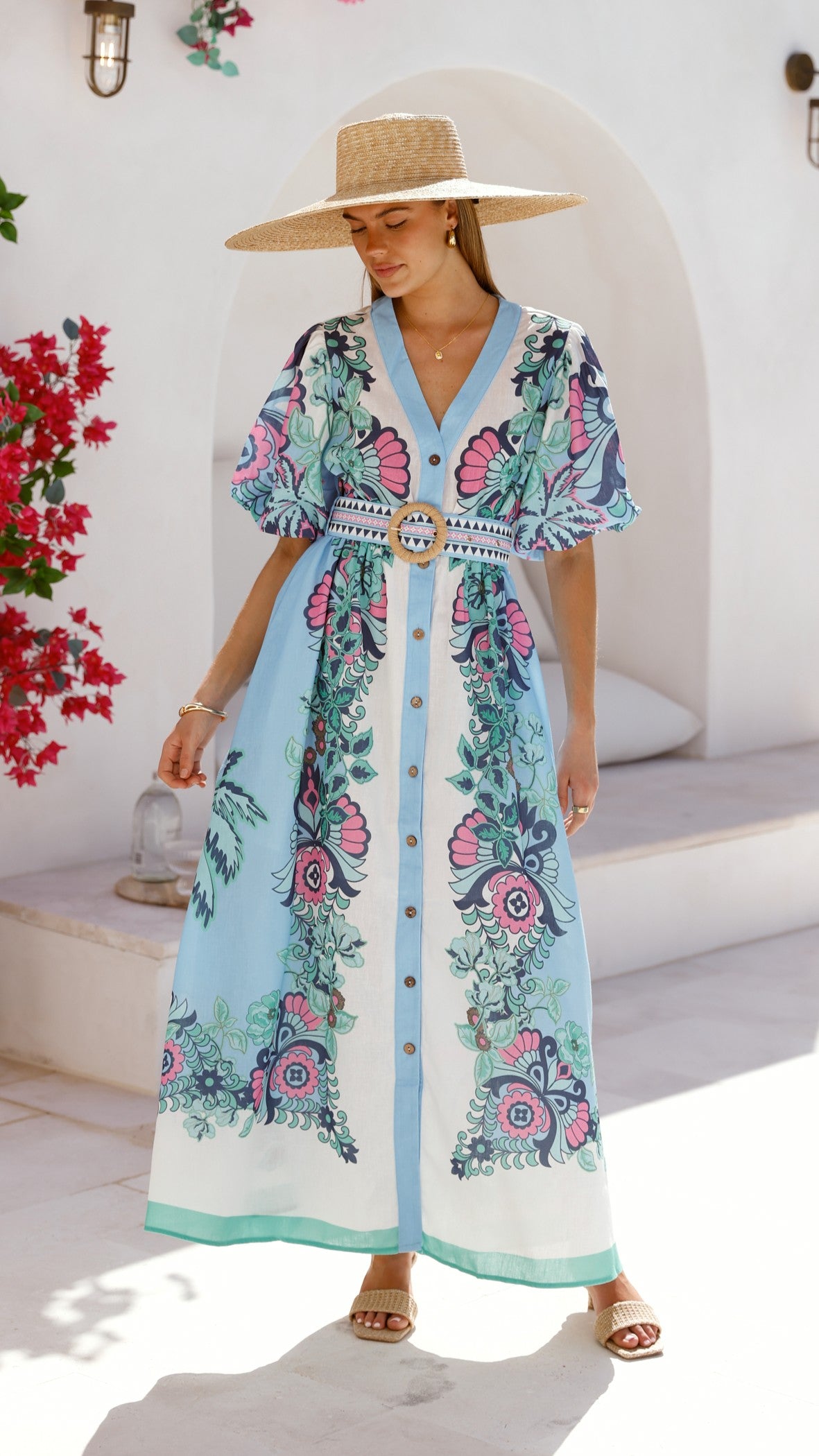 Dali Maxi Dress - Island Bloom Blue - Billy J