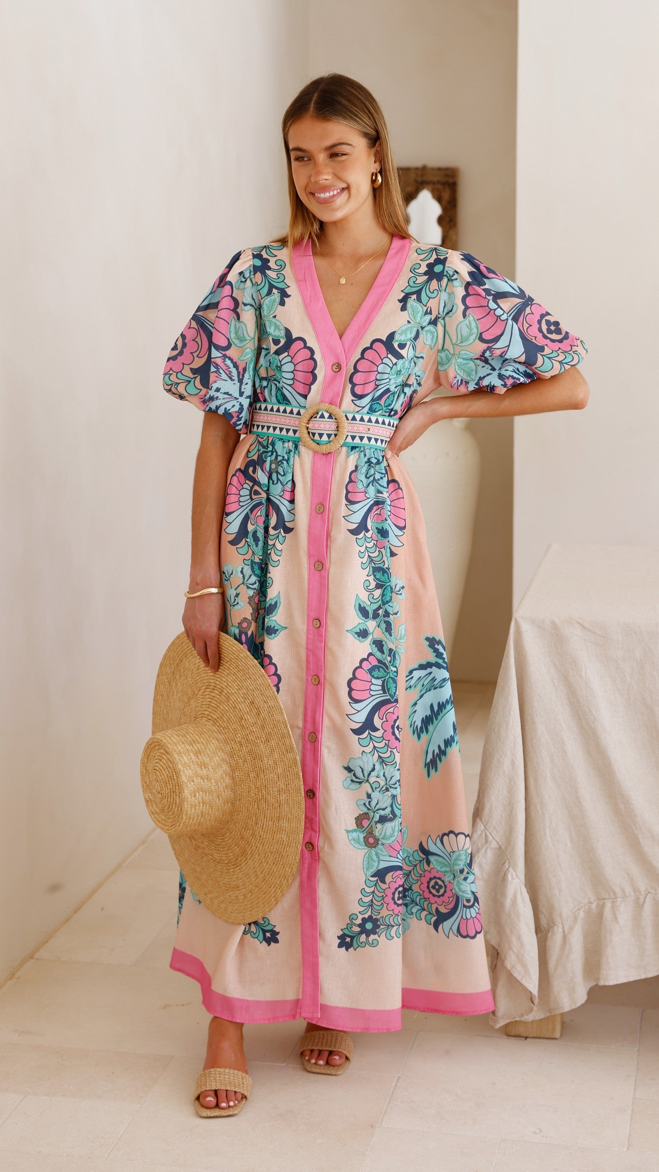 Dali Maxi Dress - Island Bloom Pink - Billy J