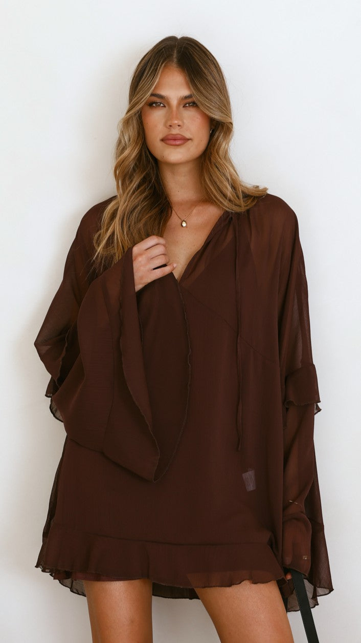 Leera Mini Dress - Chocolate - Billy J