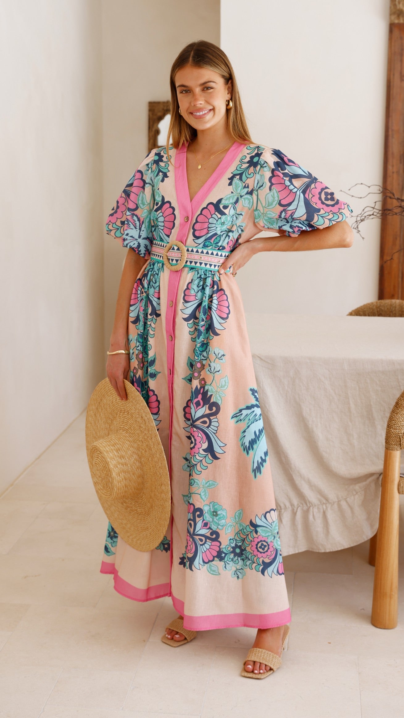 Dali Maxi Dress - Island Bloom Pink - Billy J