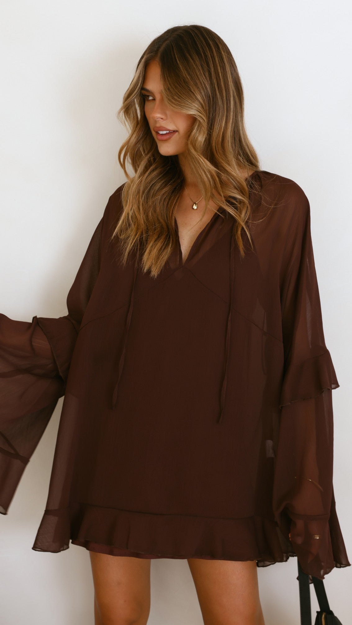 Leera Mini Dress - Chocolate - Billy J