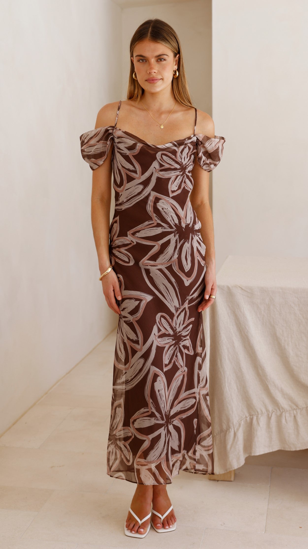 Adrianna Maxi Dress - Brown Floral - Billy J