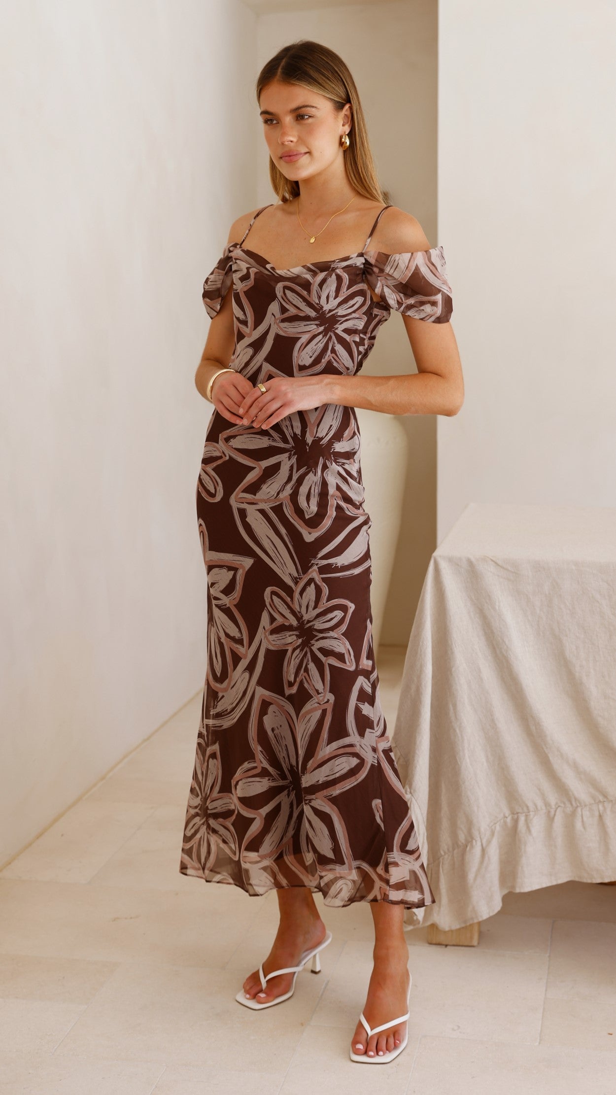 Adrianna Maxi Dress - Brown Floral - Billy J