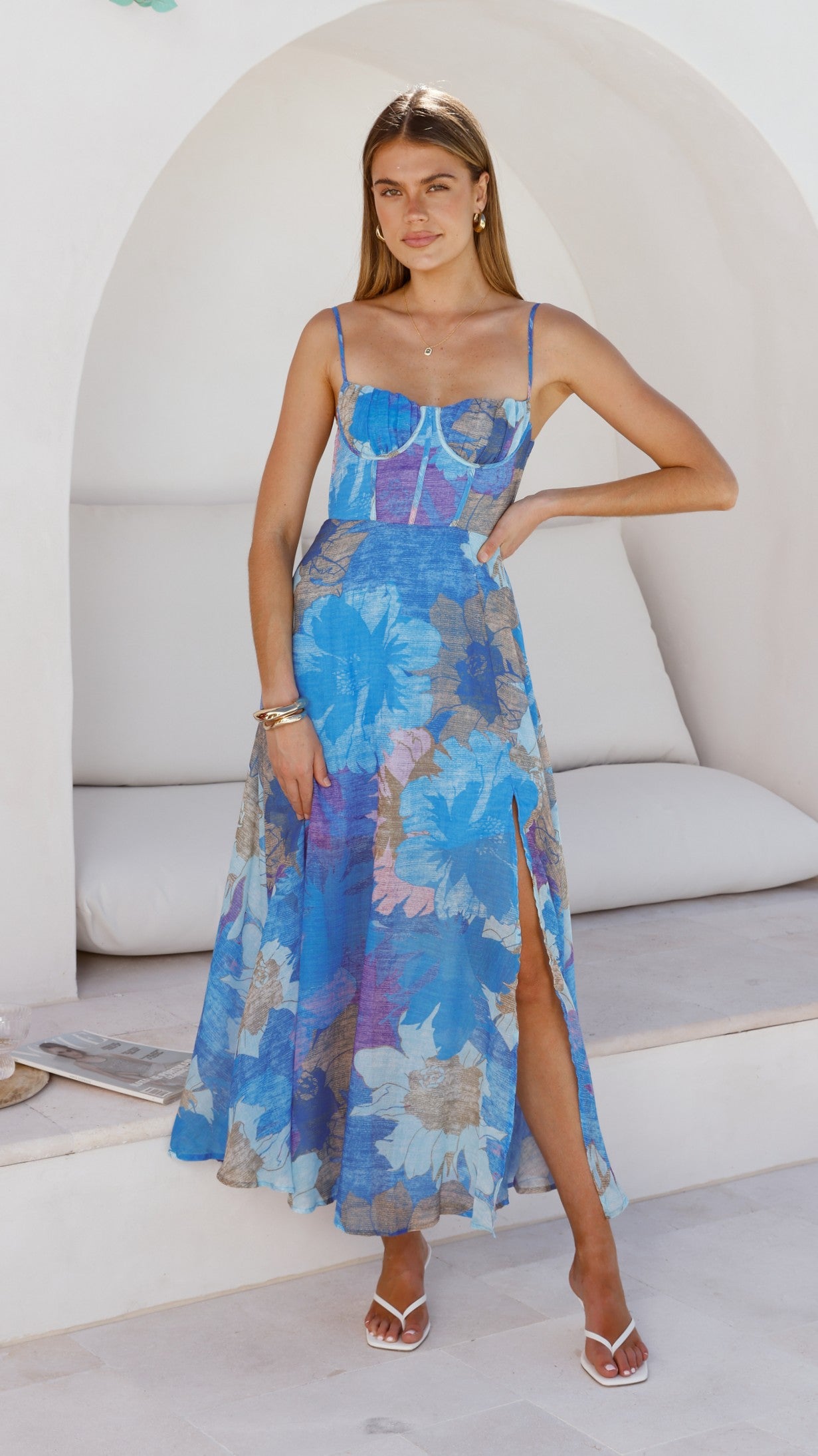 Rahima Maxi Dress - Blue Floral - Billy J