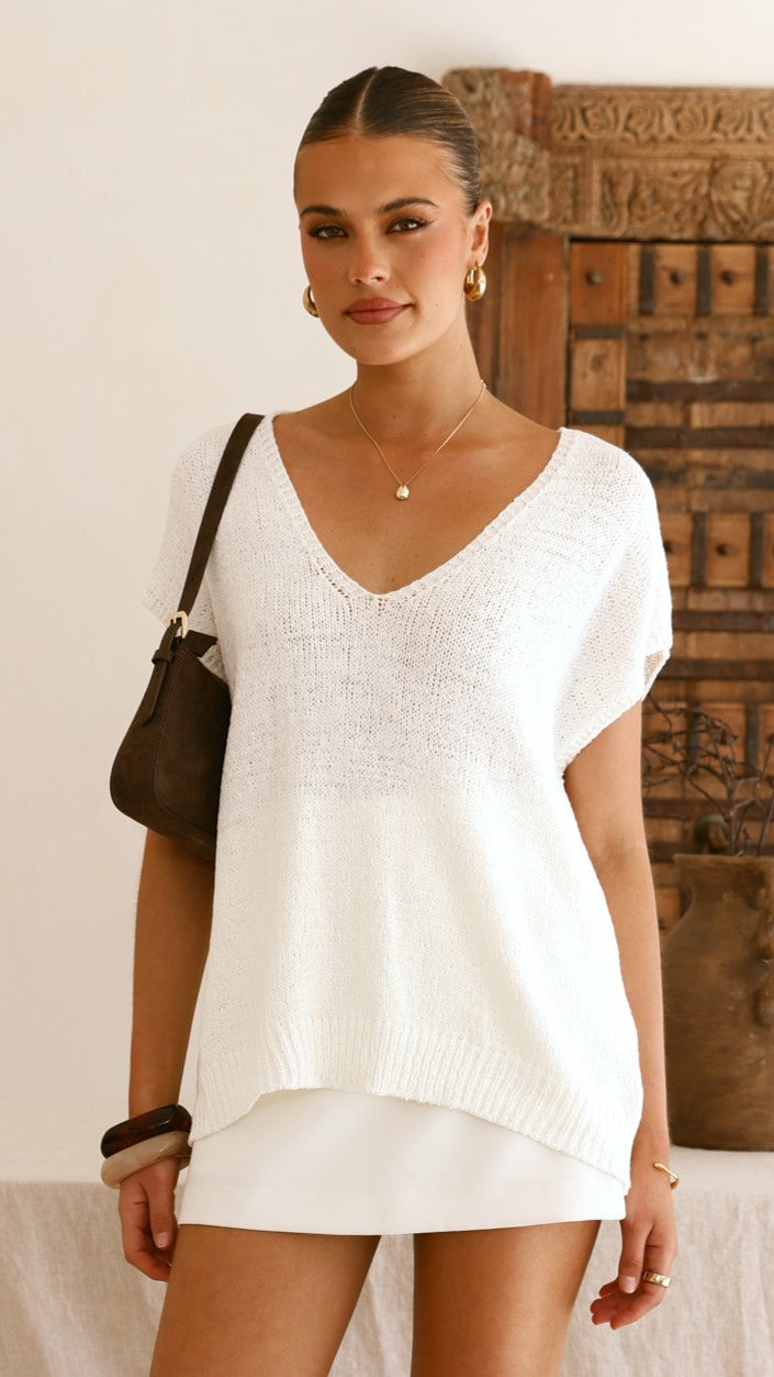 Stelaria Knit Top - White - Billy J
