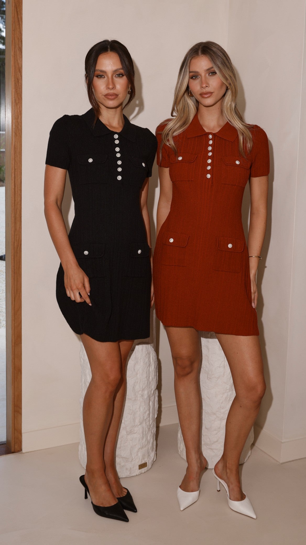 Taylah Collared Mini Dress - Maroon - Billy J