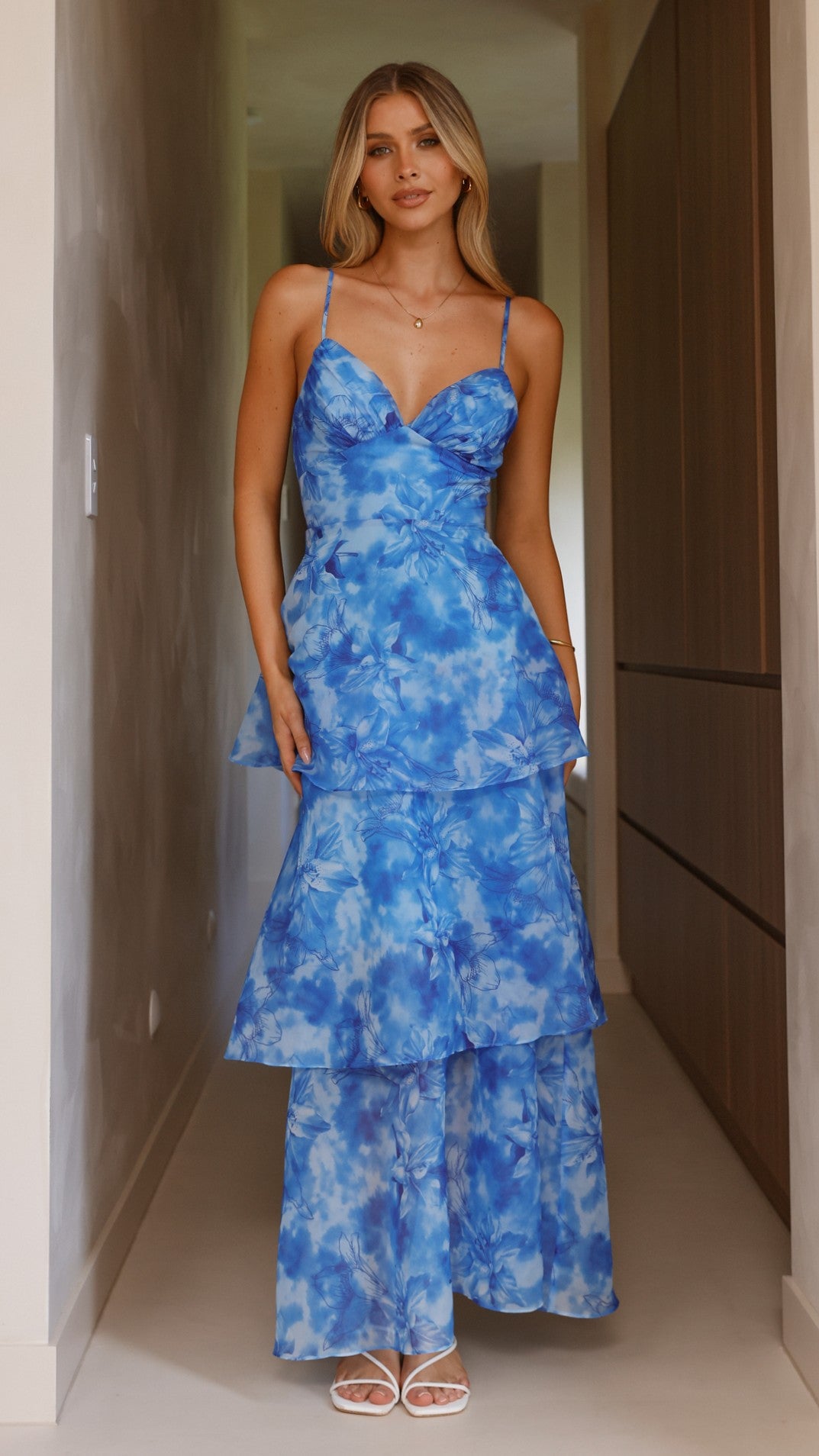 Kelli Maxi Dress - Blue Floral - Billy J