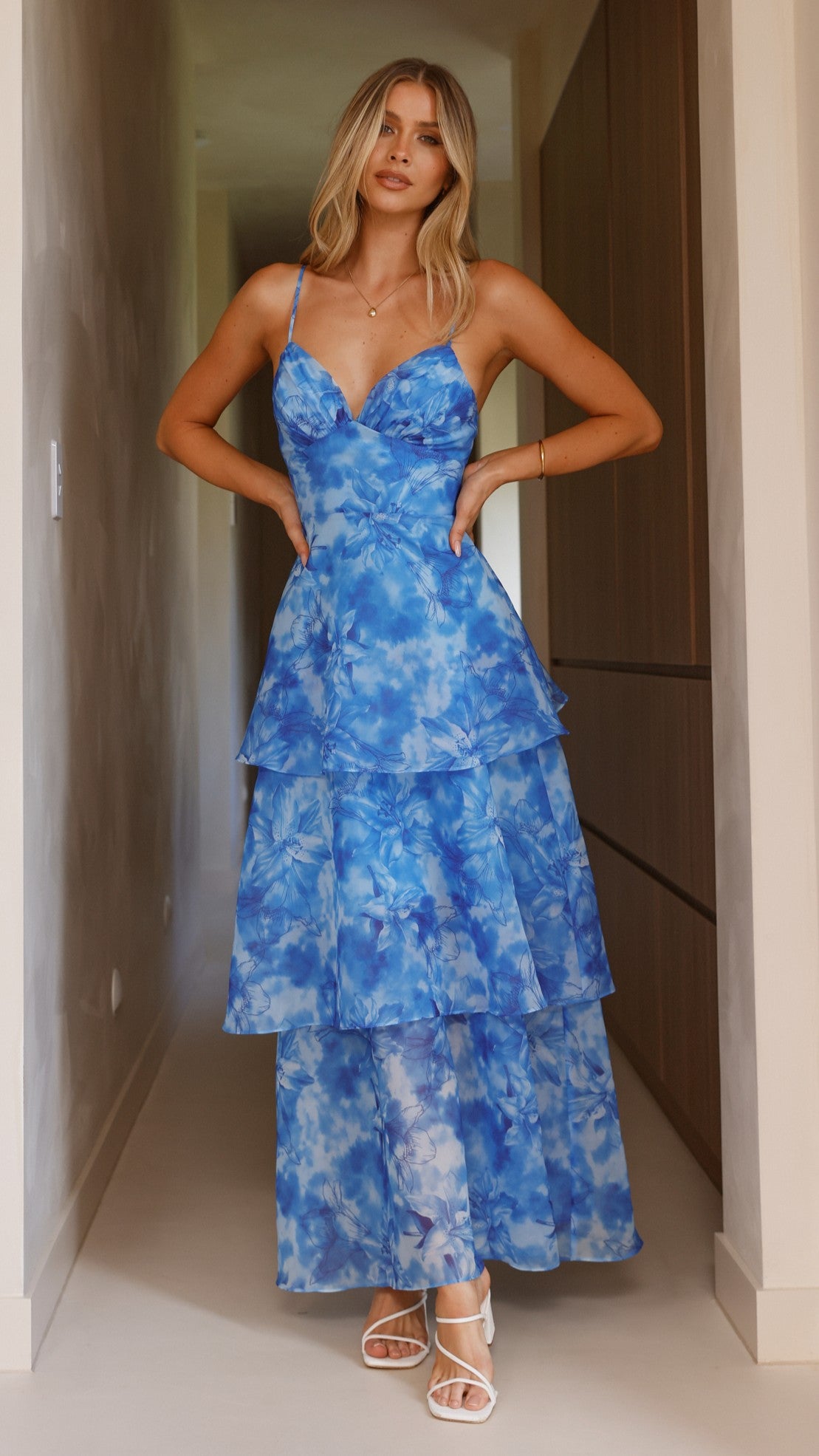 Kelli Maxi Dress - Blue Floral - Billy J