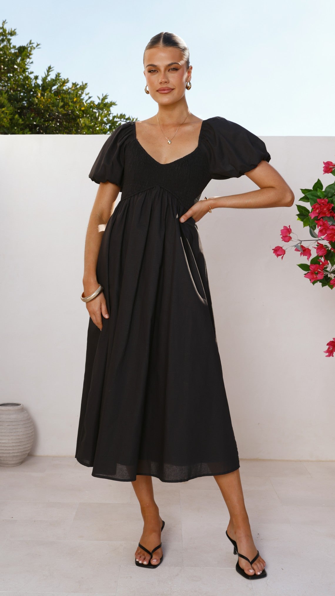 Sahirah Midi Dress - Black - Billy J