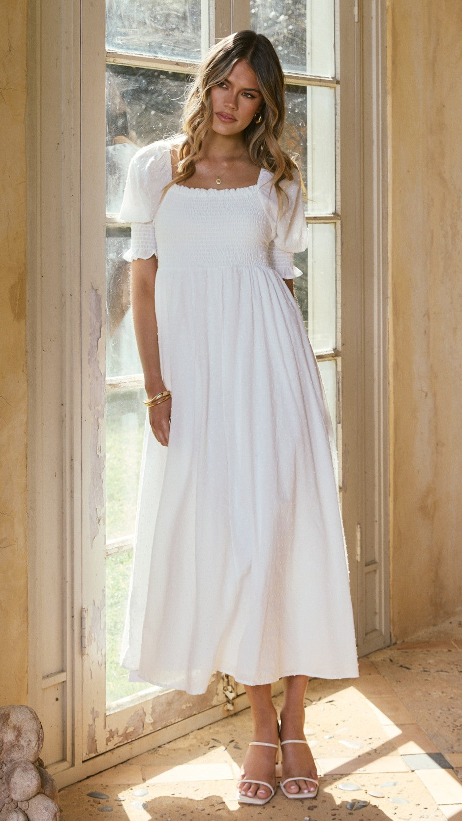 Cierra Midi Dress - White - Billy J