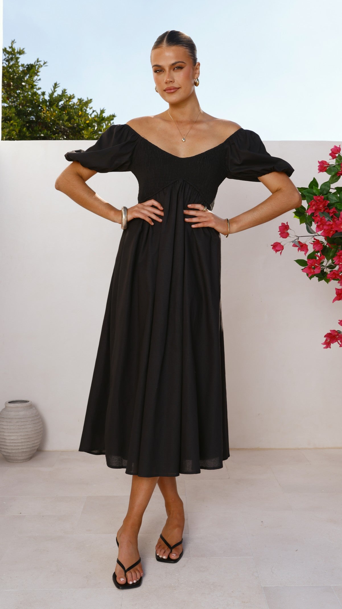 Sahirah Midi Dress - Black - Billy J