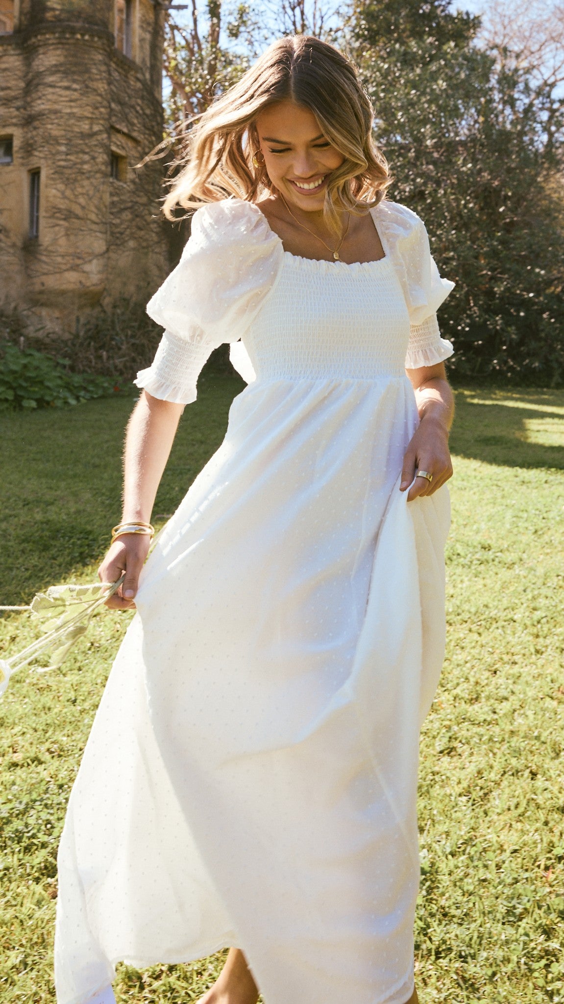 Cierra Midi Dress - White - Billy J