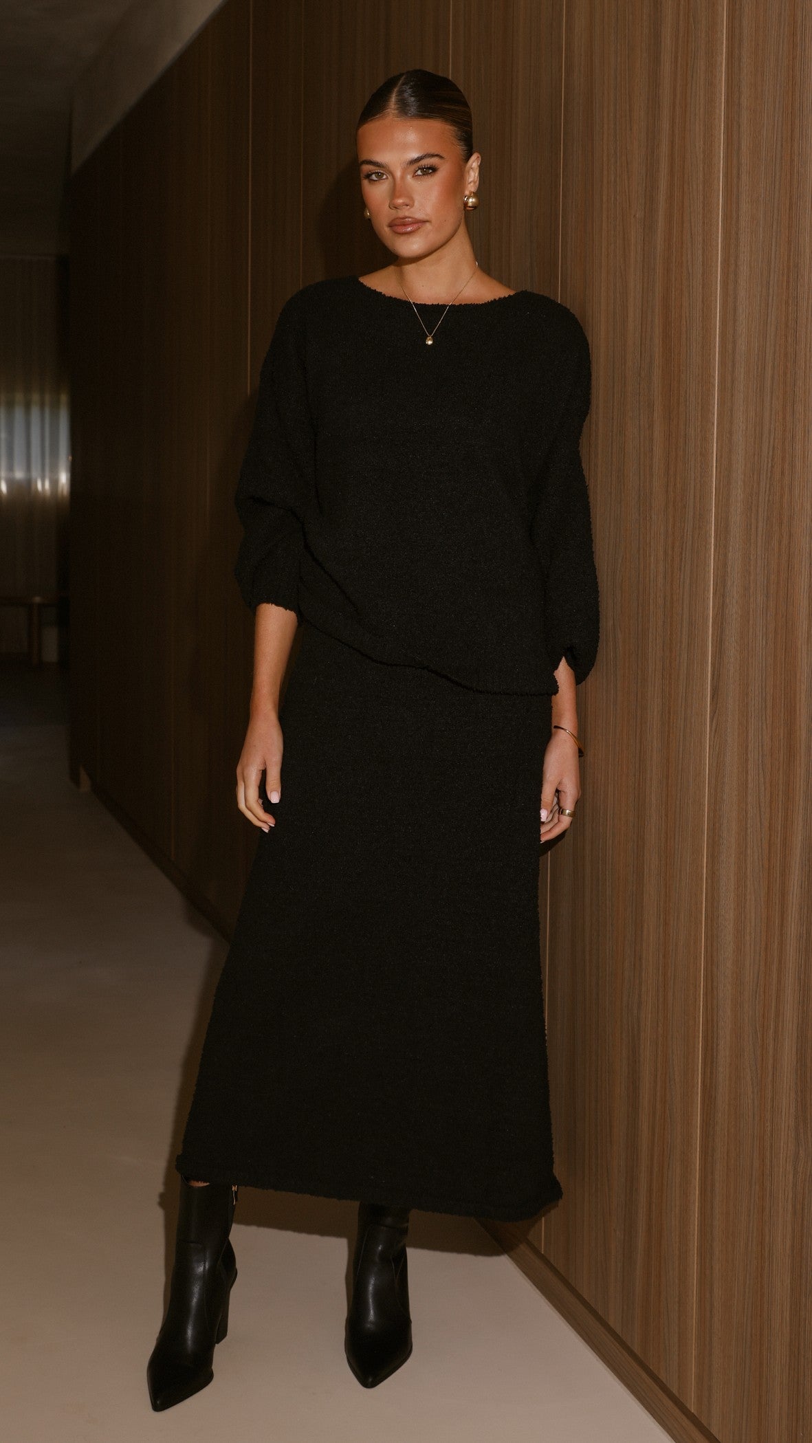 Cohen Knit Midi Skirt - Black - Billy J
