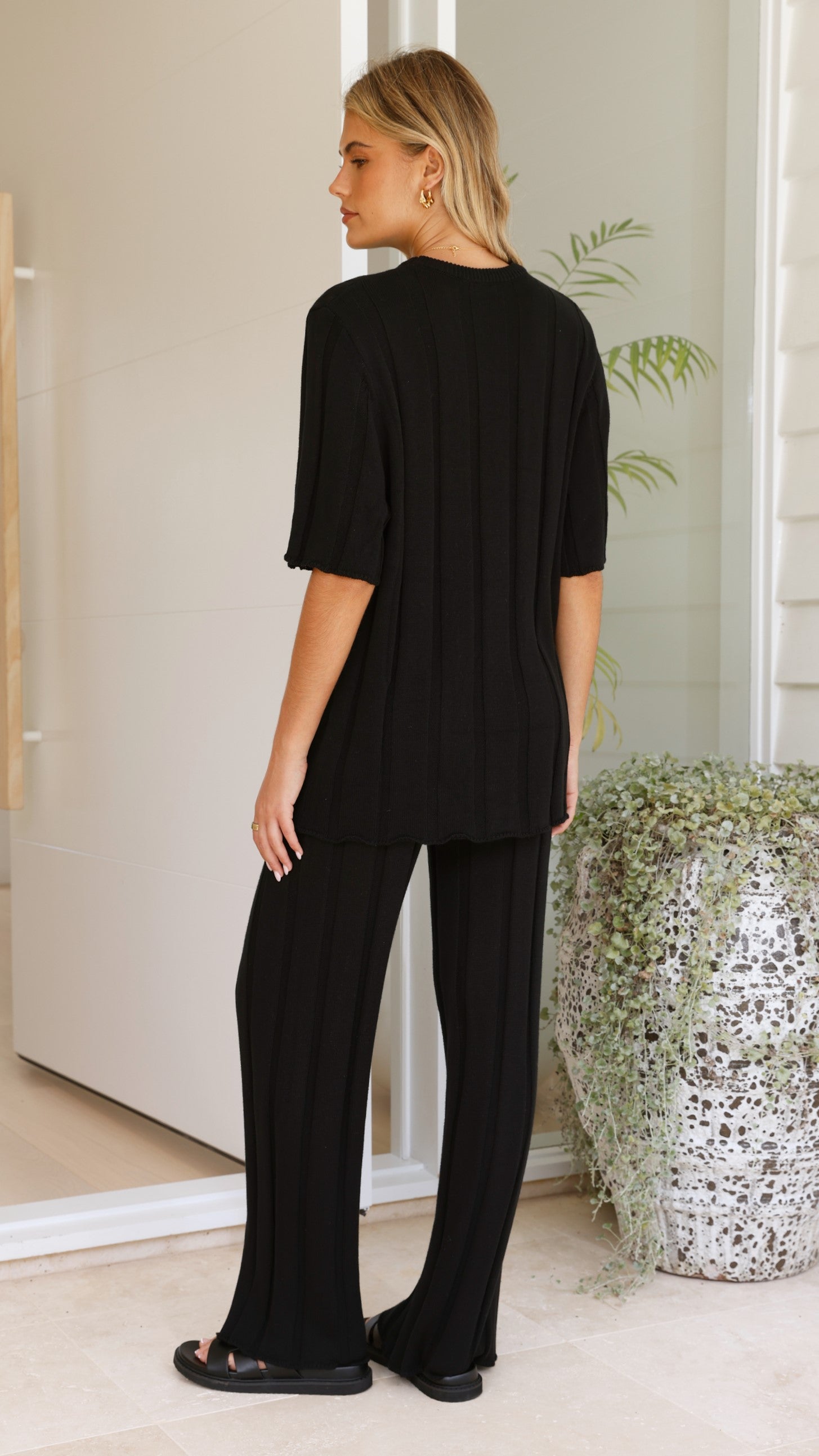 Bayu Knit Pants - Black - Billy J