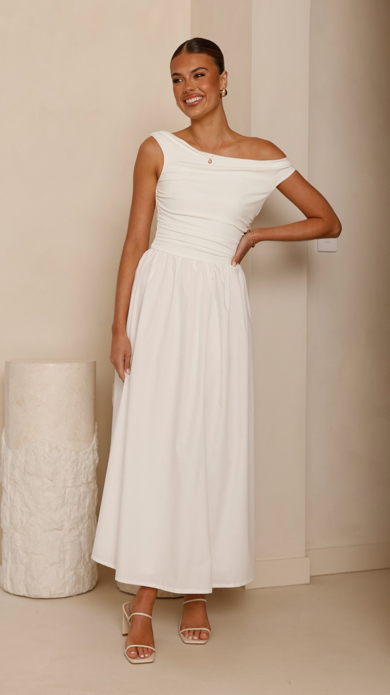 Immy Midi Dress - White - Billy J