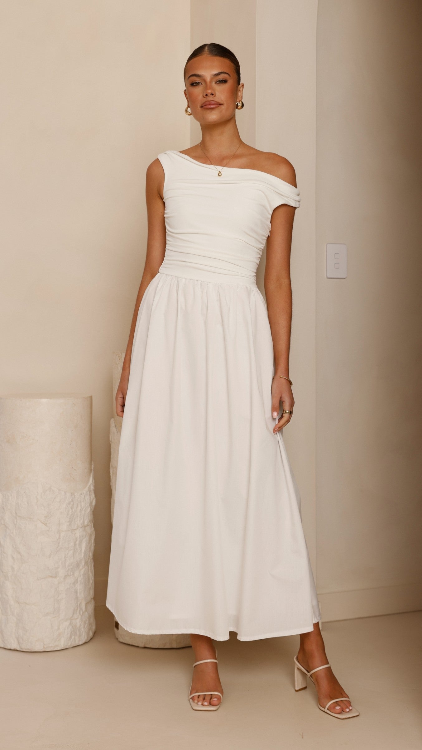 Immy Midi Dress - White - Billy J