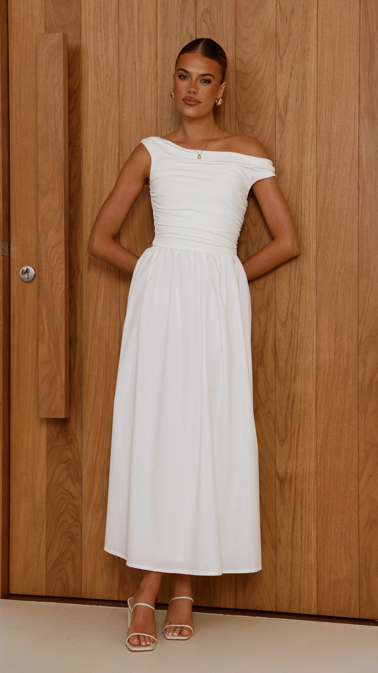 Immy Midi Dress - White - Billy J
