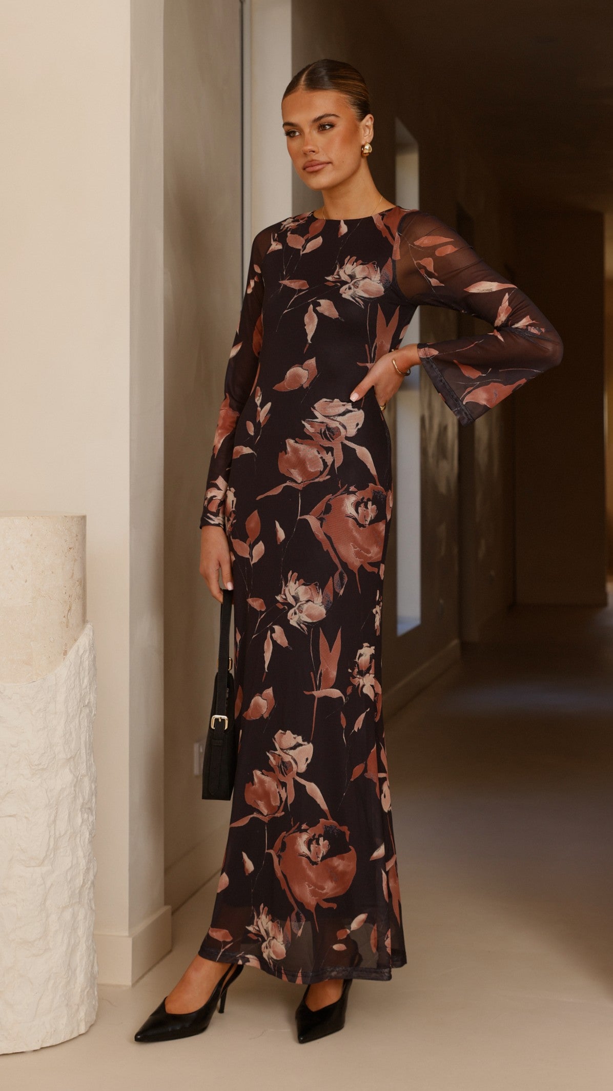 Koah Long Sleeve Maxi Dress - Flower Print - Billy J