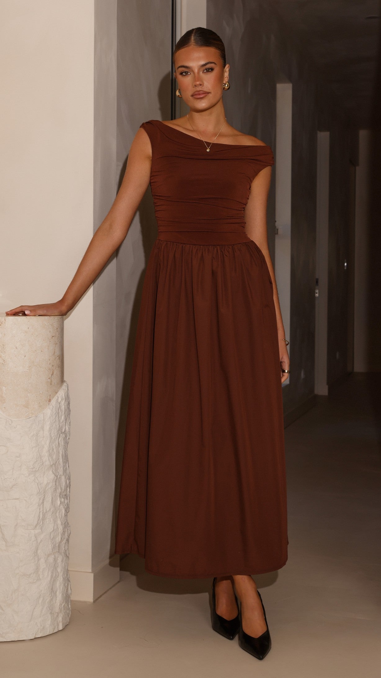 Immy Midi Dress - Brown - Billy J