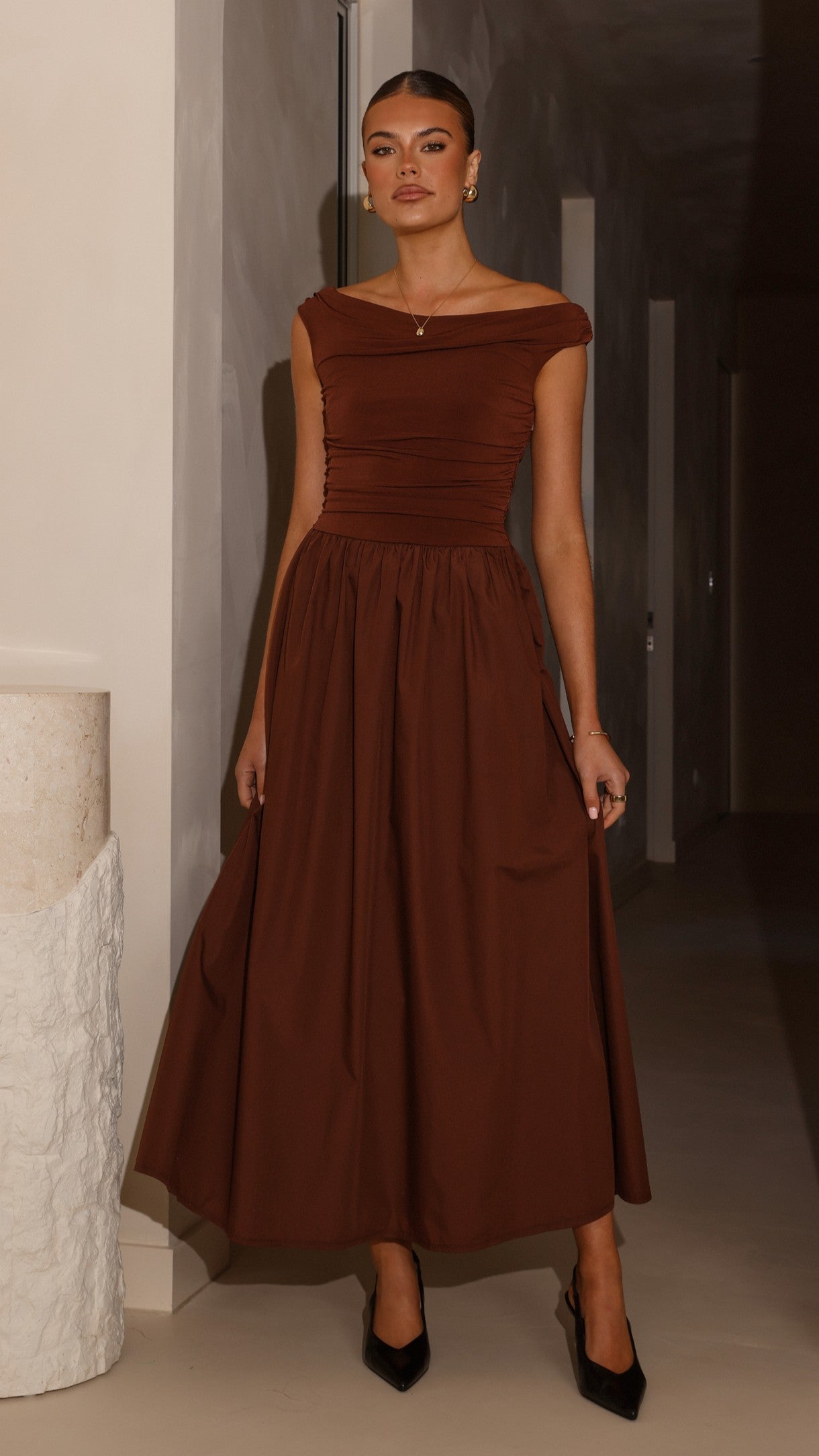 Immy Midi Dress - Brown - Billy J